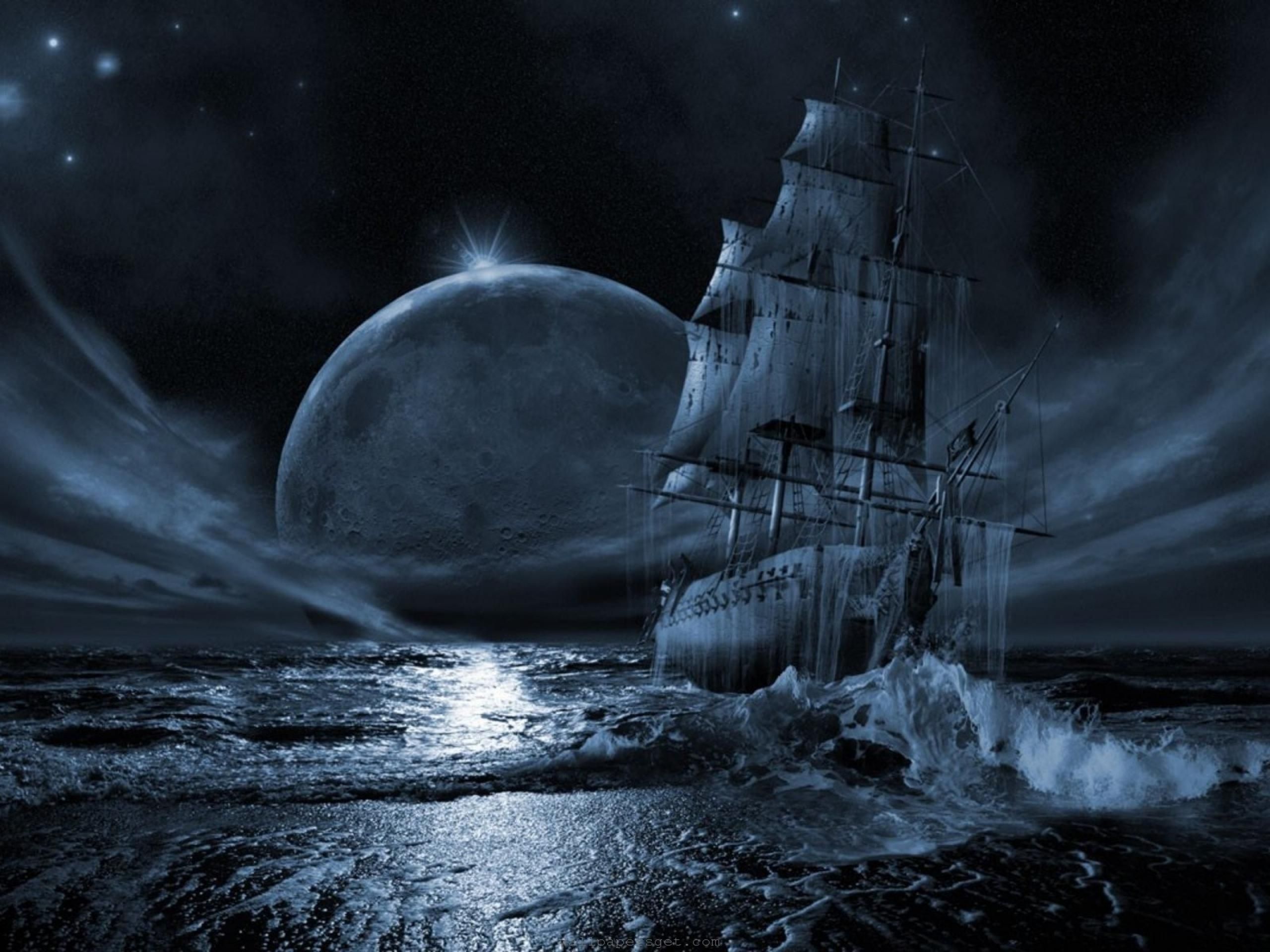 Nave veliero fantasma notturno, 2560x1920 WQXGA, Monitor Gaming