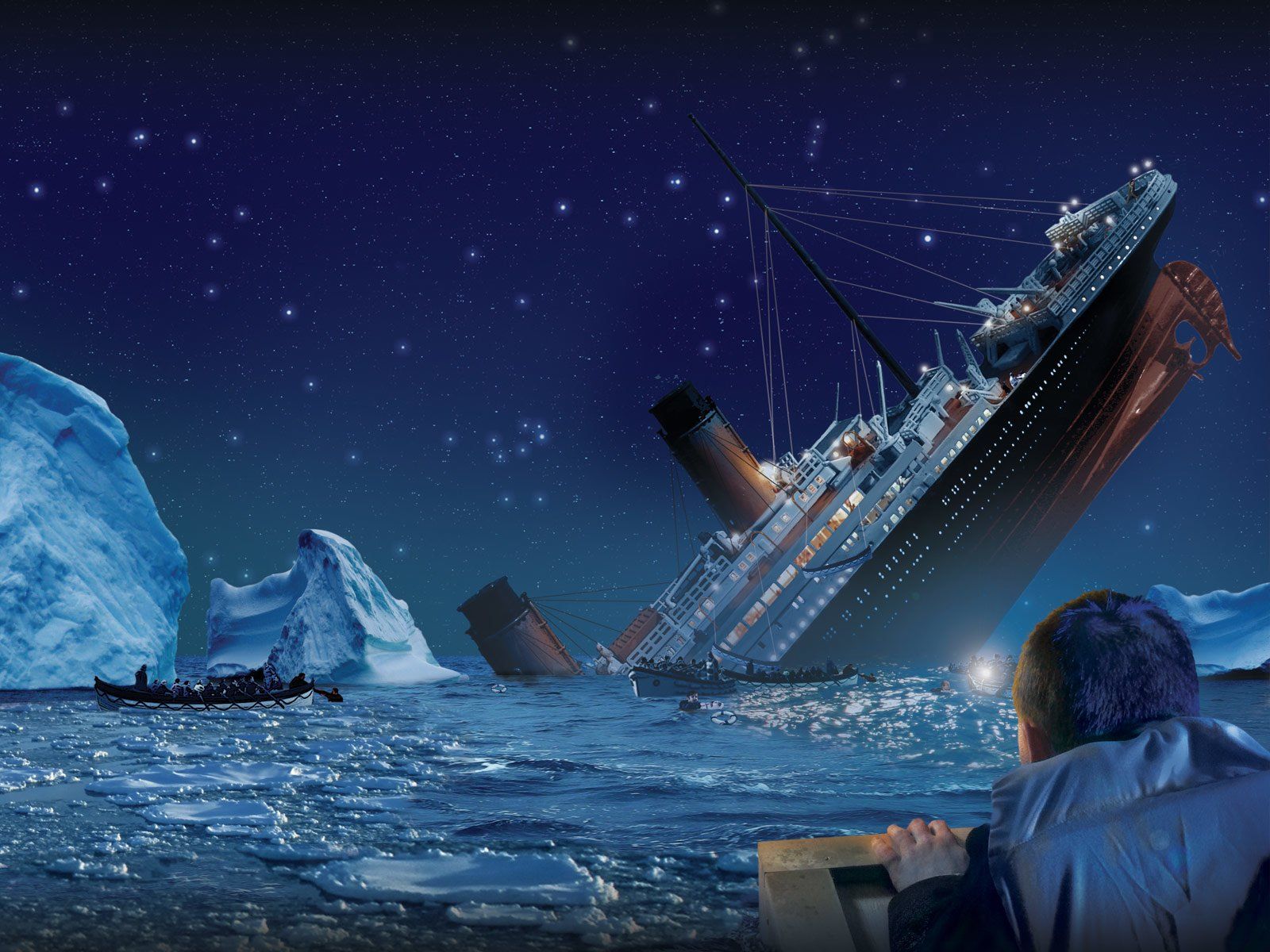 Nave Titanic che affonda notte, 1600x1200 HD Ready, Desktop