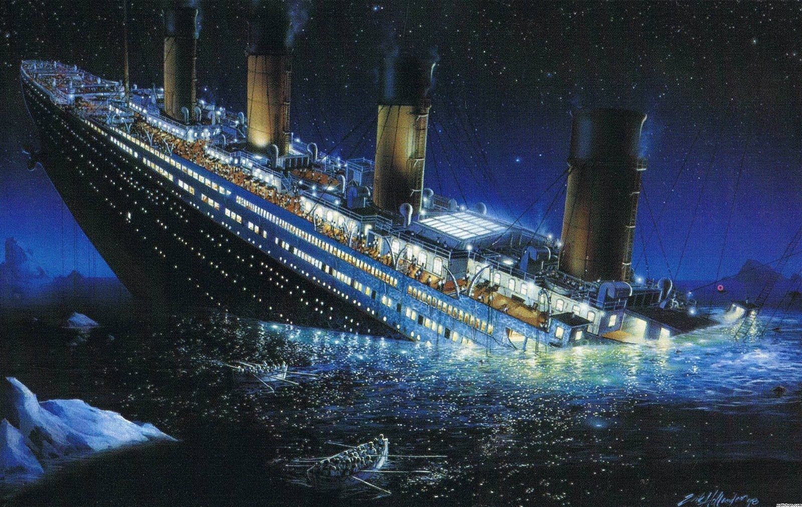 Nave Titanic che affonda notte, transatlantico, 1600x1012 HD, PC
