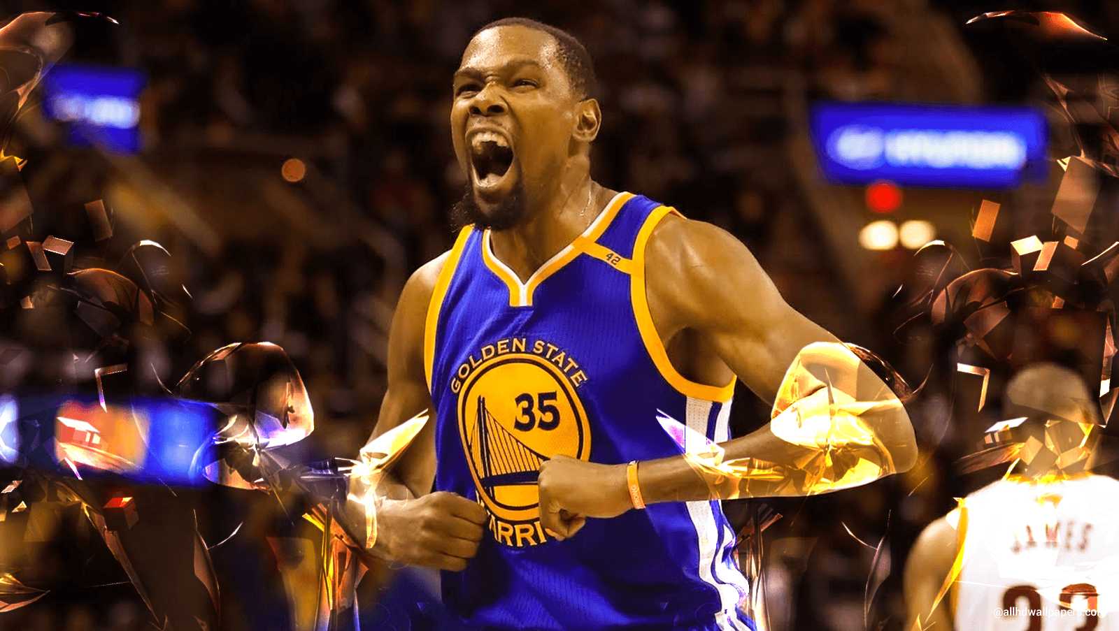 Kevin Durant Golden State esulta, Golden State Warriors, 1600x903 HD Ready, Laptop