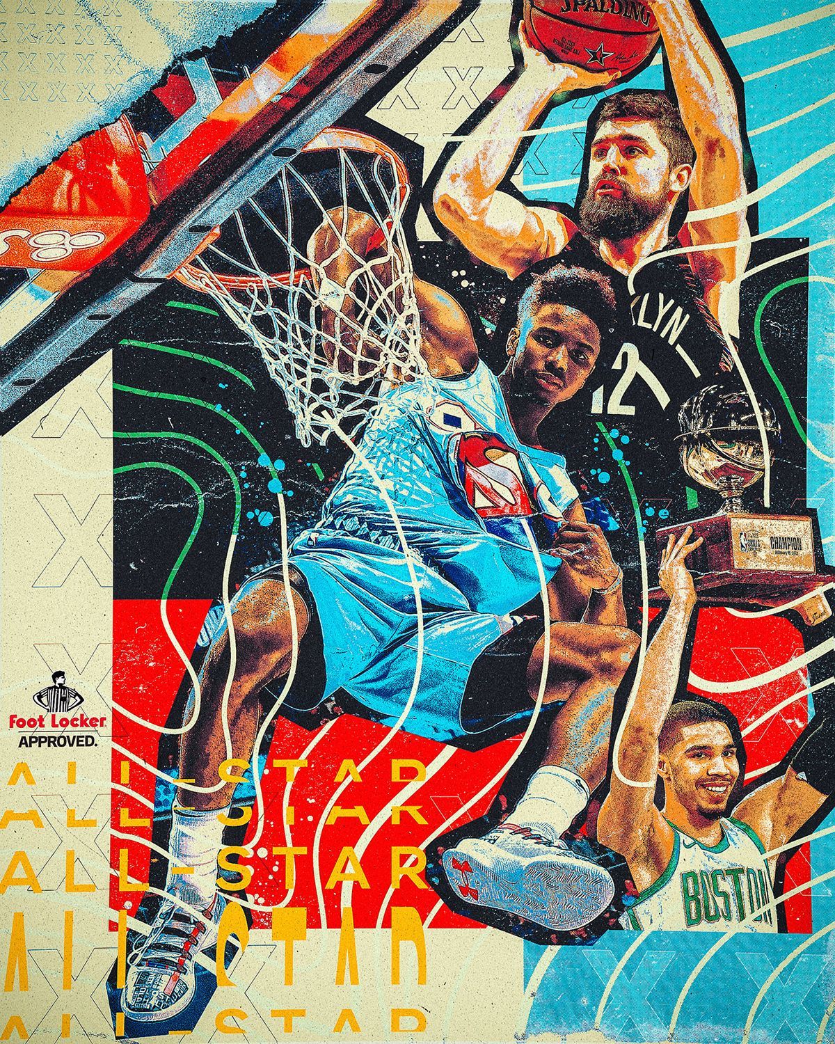 Illustrazione giocatori basket NBA All-Star, 1200x1500 Full HD Verticale, iPhone