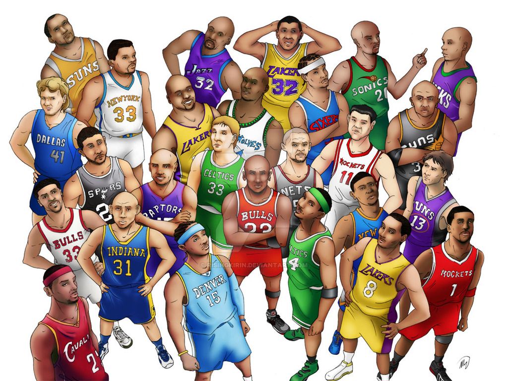 Personaggi caricatura giocatori basket, 1024x768 HD, PC