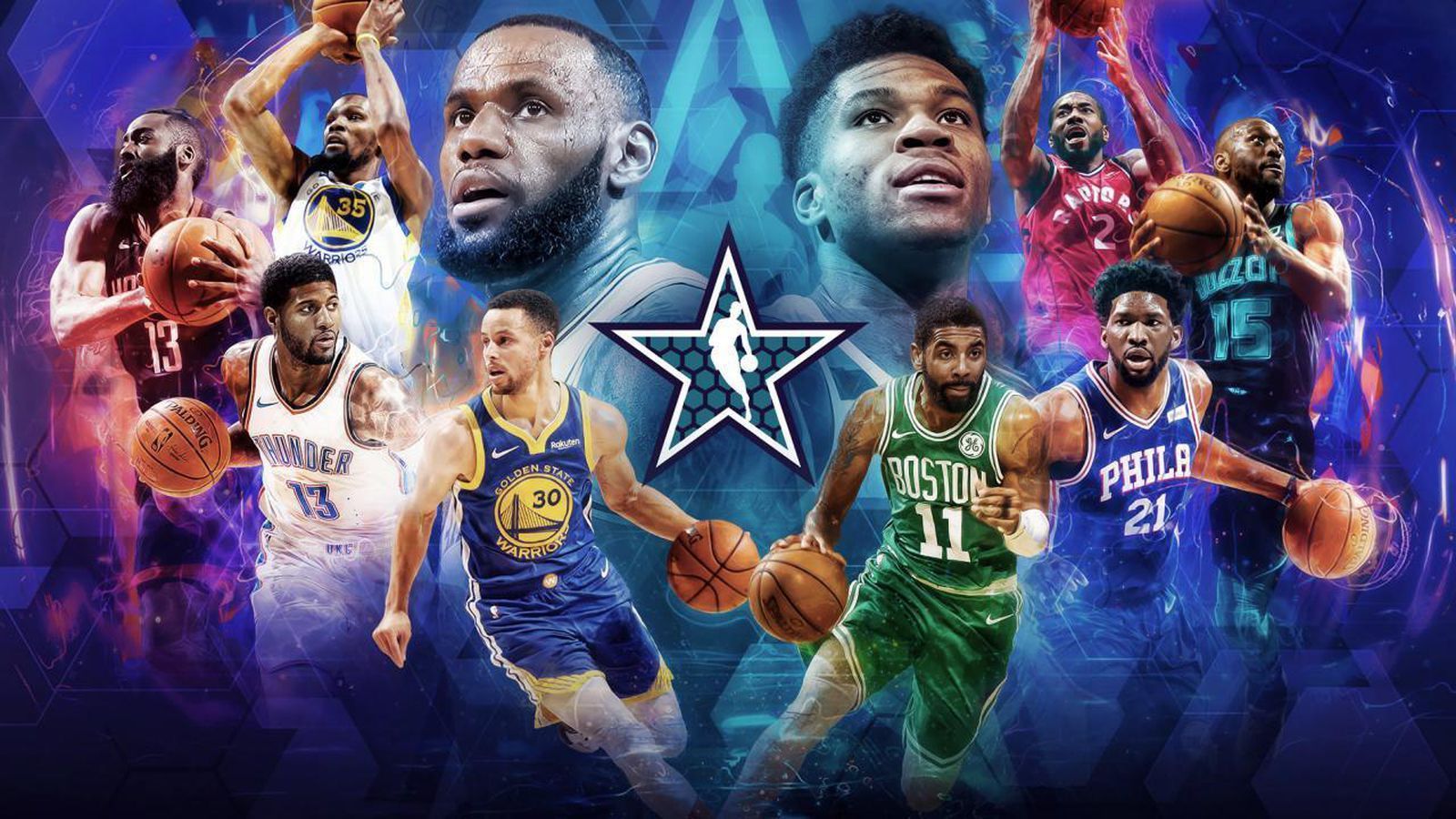 Giocatori NBA All-Star collage, basket americano, 1600x900 HD, Desktop