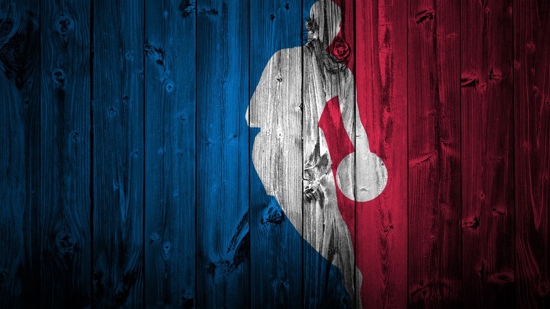 Logo NBA su legno blu rosso, 1920x1080 Full HD, Monitor Gaming