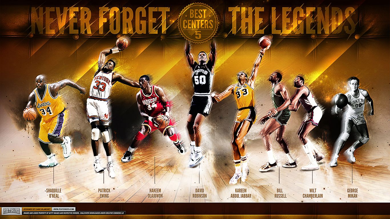 Leggende NBA centers storici, 1366x768 HD, Desktop
