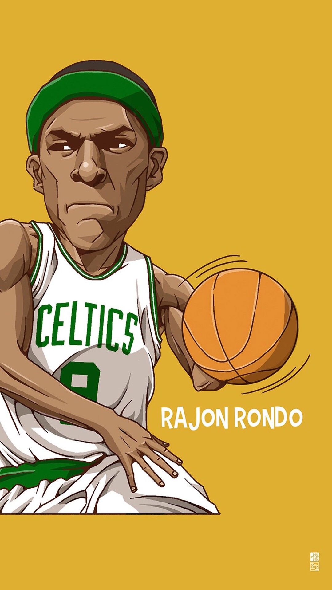 Giocatore Celtics cartoon basket, 1080x1920 Verticale, Telefono