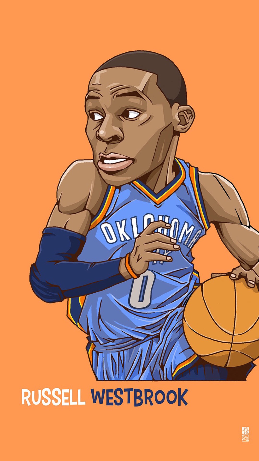 Cartoon giocatore NBA Oklahoma, basket americano, 1080x1920 Full HD Verticale, iPhone