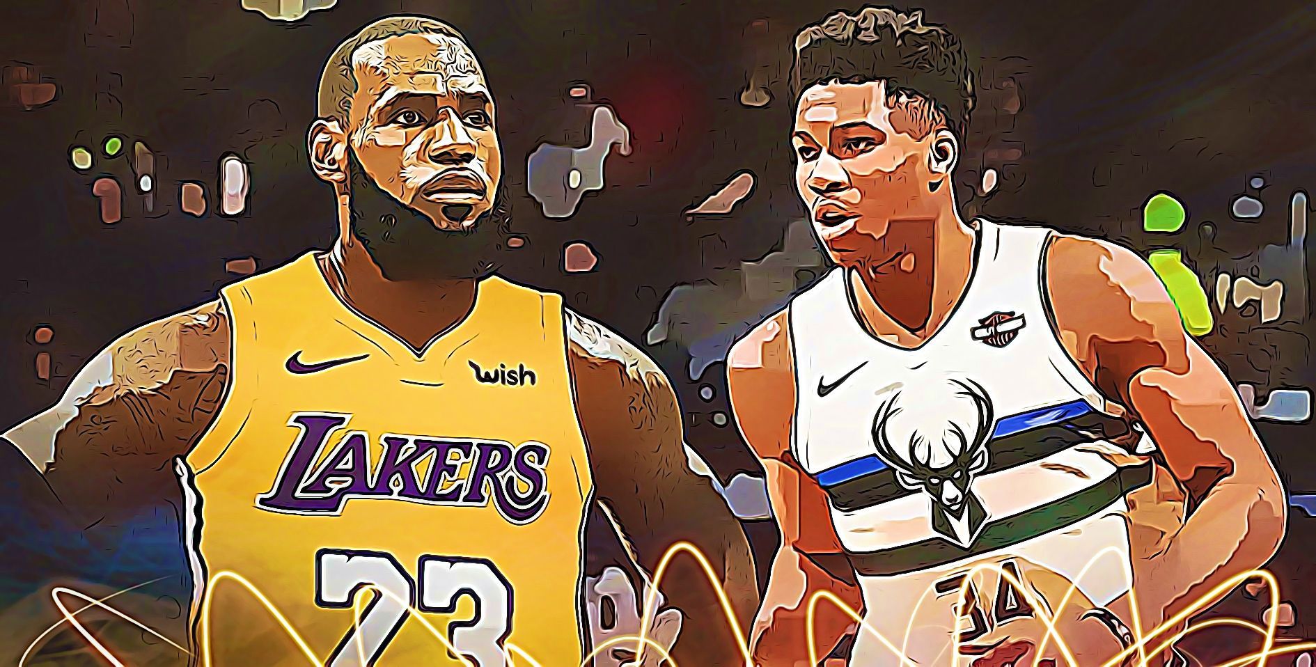 LeBron James e Giannis Antetokounmpo, Milwaukee Bucks, 1890x958 HD, PC