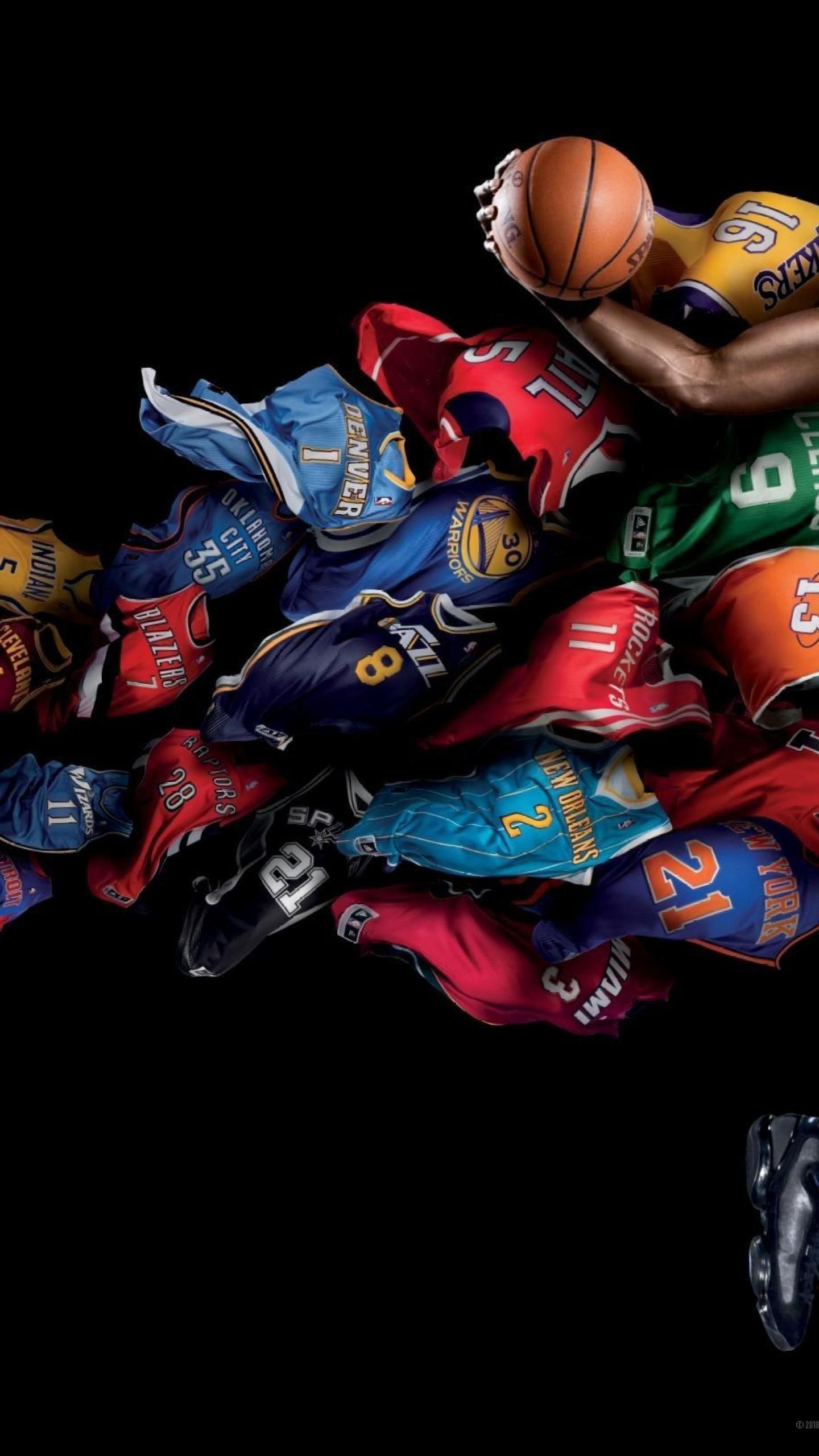 Maglie NBA colorate impilate, 1440x2560 Verticale, Samsung Galaxy