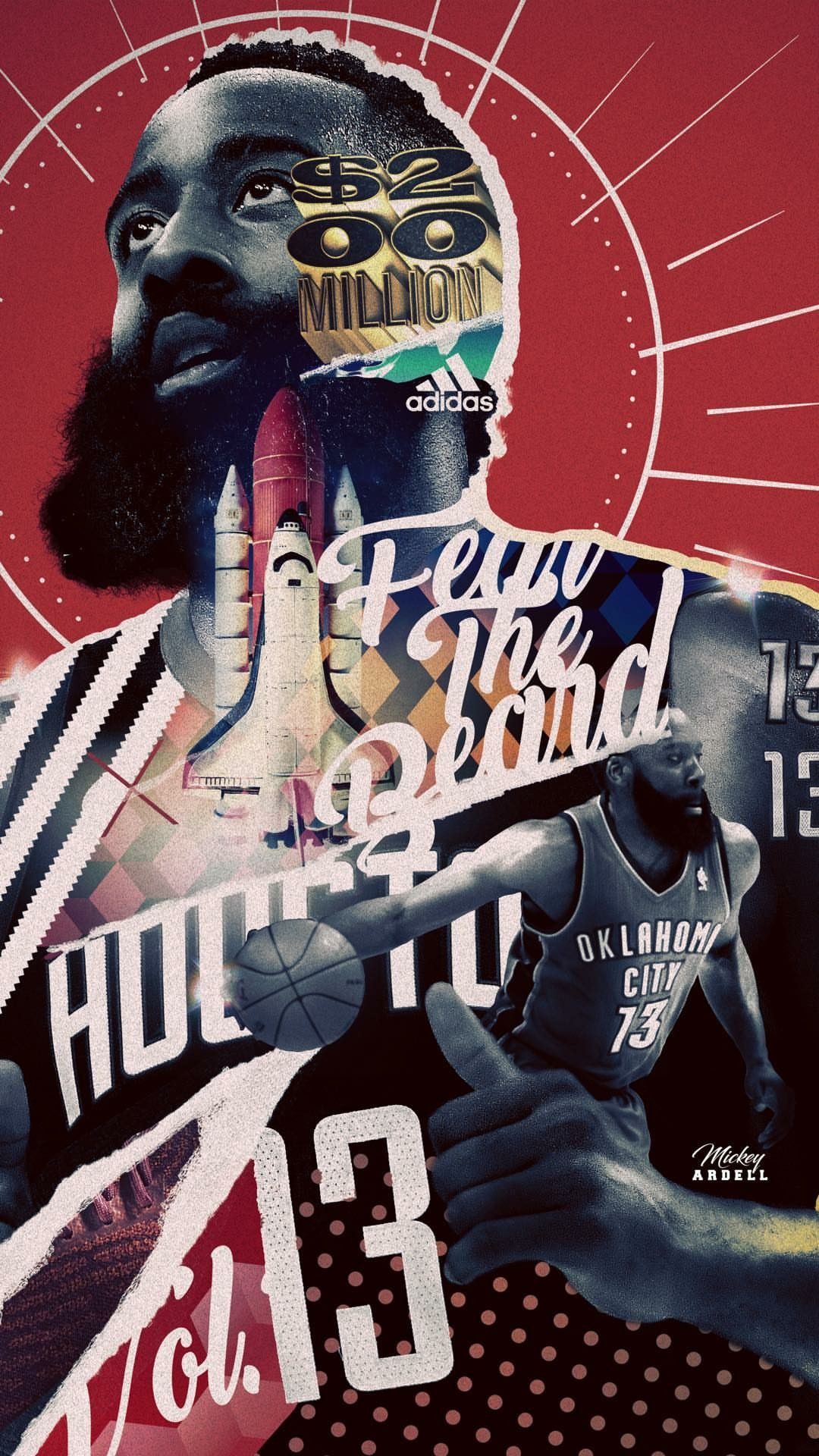 James Harden collage NBA, 1080x1920 Full HD Verticale, Smartphone