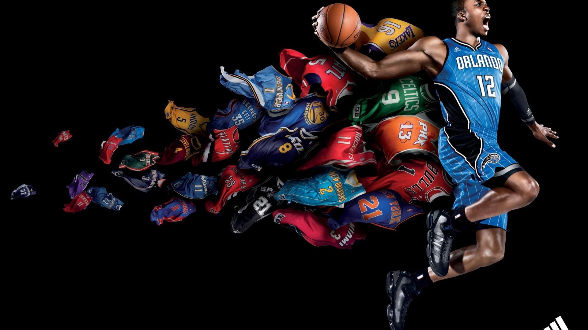 Giocatore NBA con palloni colorati, basket americano, 1920x1080 Full HD 1080p, Monitor Gaming