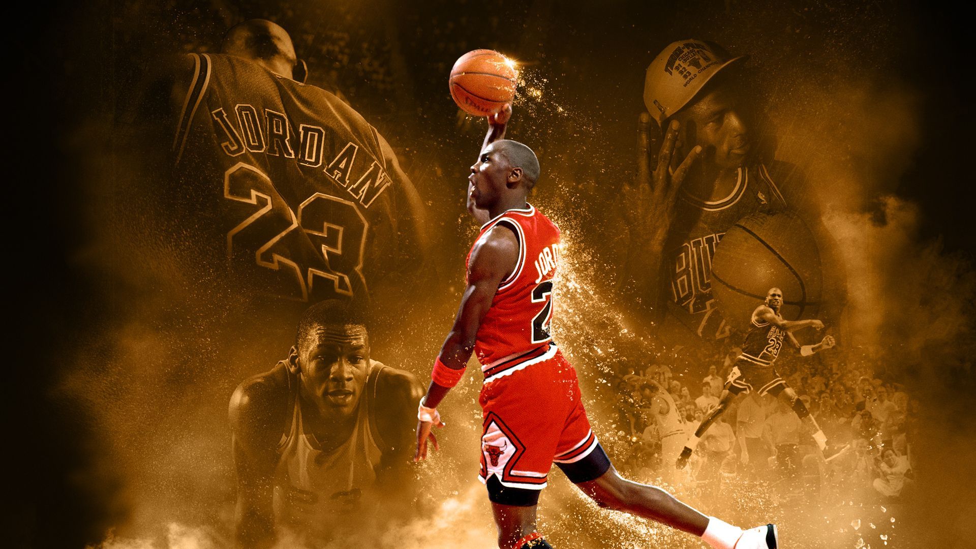 Michael Jordan Chicago Bulls collage, numero 23, 1920x1080 1080p, PC Desktop
