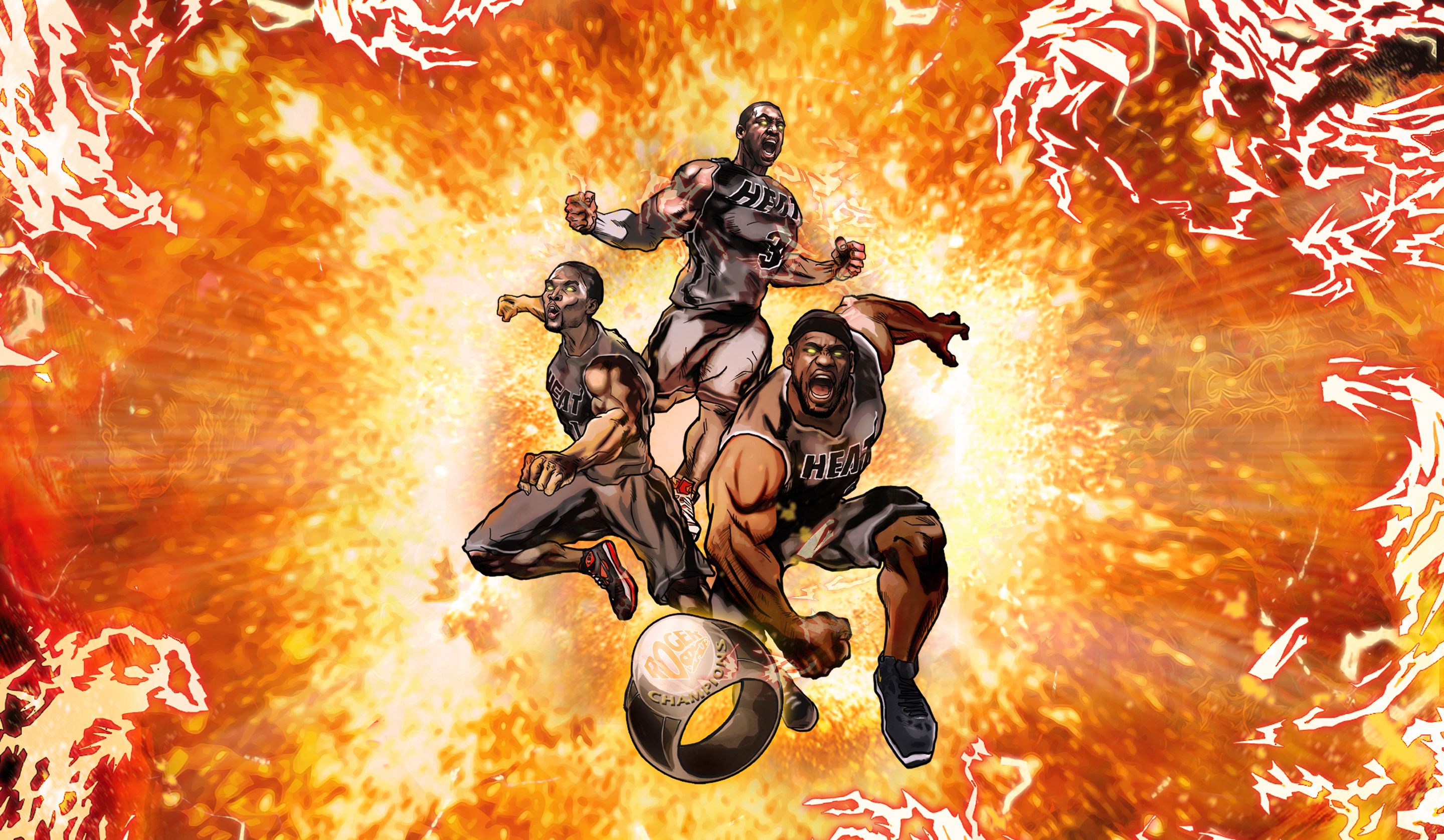 Giocatori Miami Heat fiamme, NBA, 2880x1677 2K+, PC