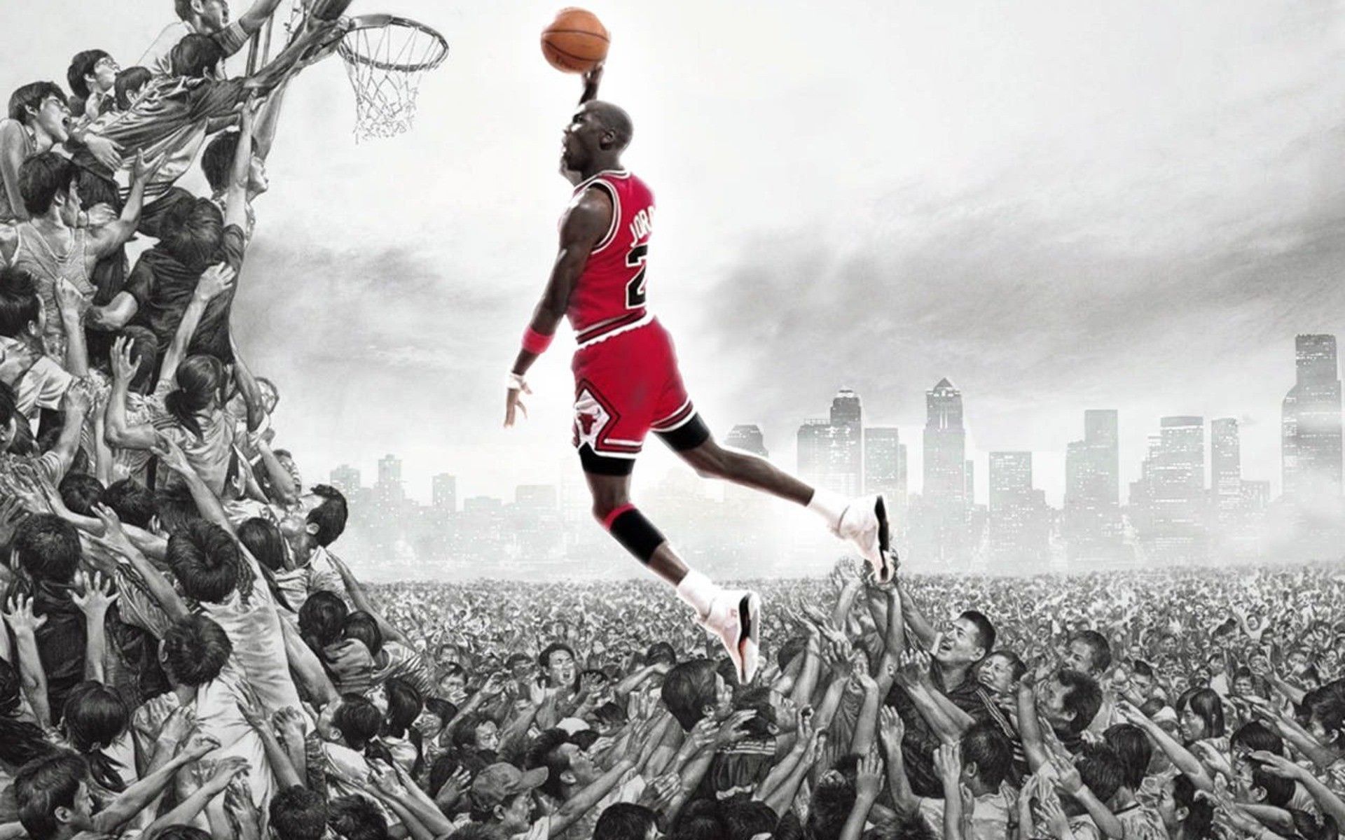Michael Jordan Chicago Bulls schiacciata, numero 23, 1920x1200 Full HD+ WUXGA, Desktop