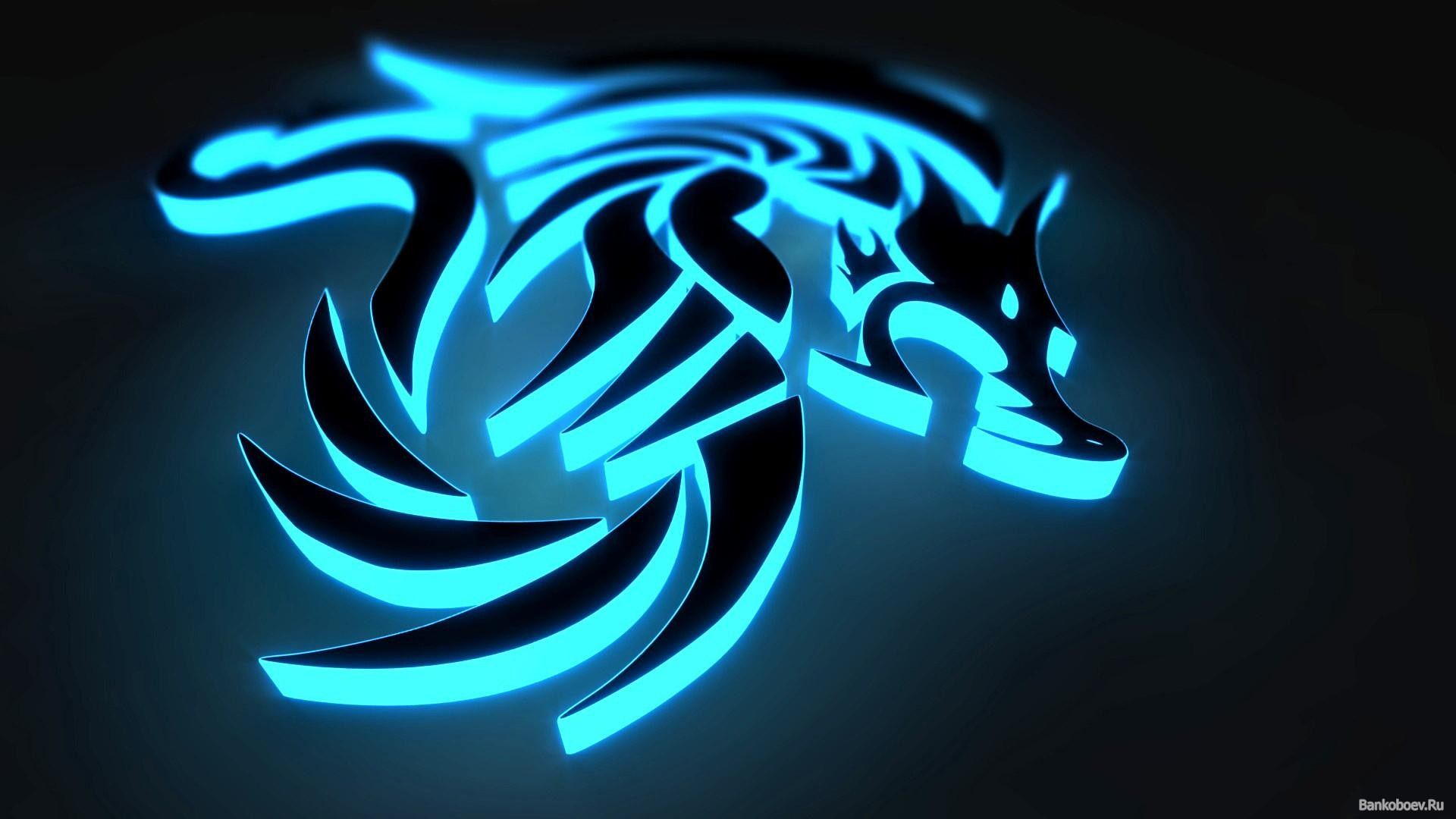 Lupo neon blu astratto, 1920x1080 Full HD 1080p, Desktop