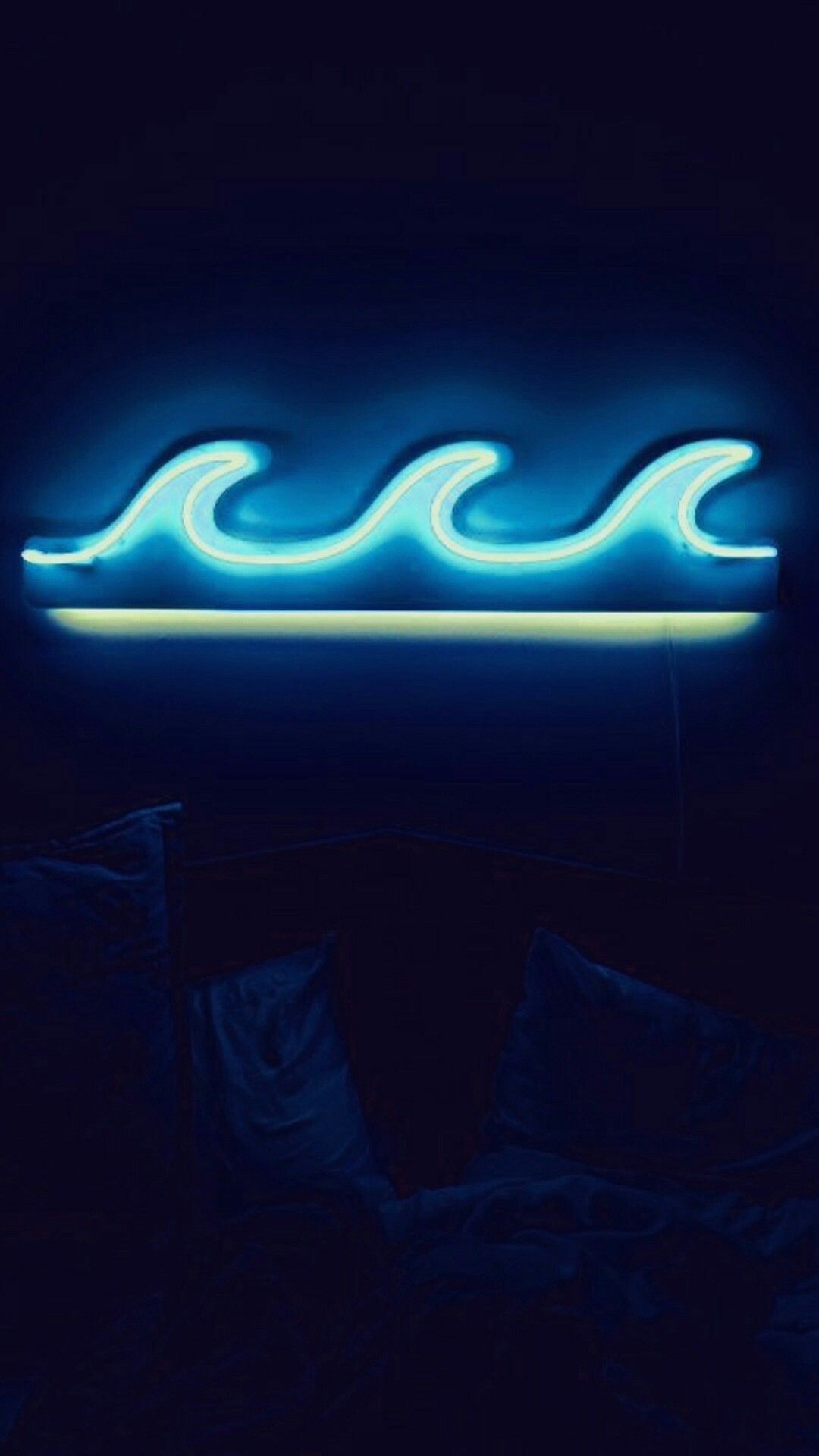 Insegna neon onde blu, 1080x1920 Full HD Verticale, iPhone