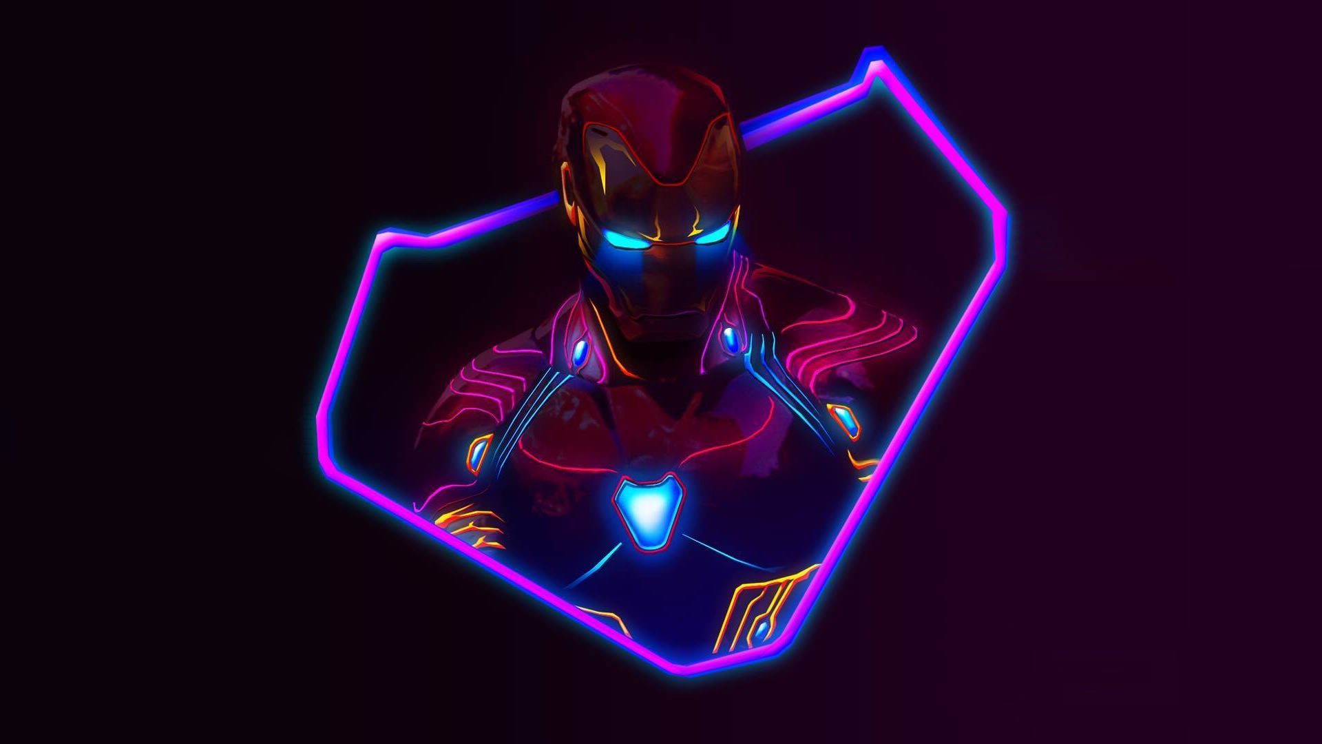 Iron Man neon viola blu, Tony Stark, 1920x1080 1080p, PC