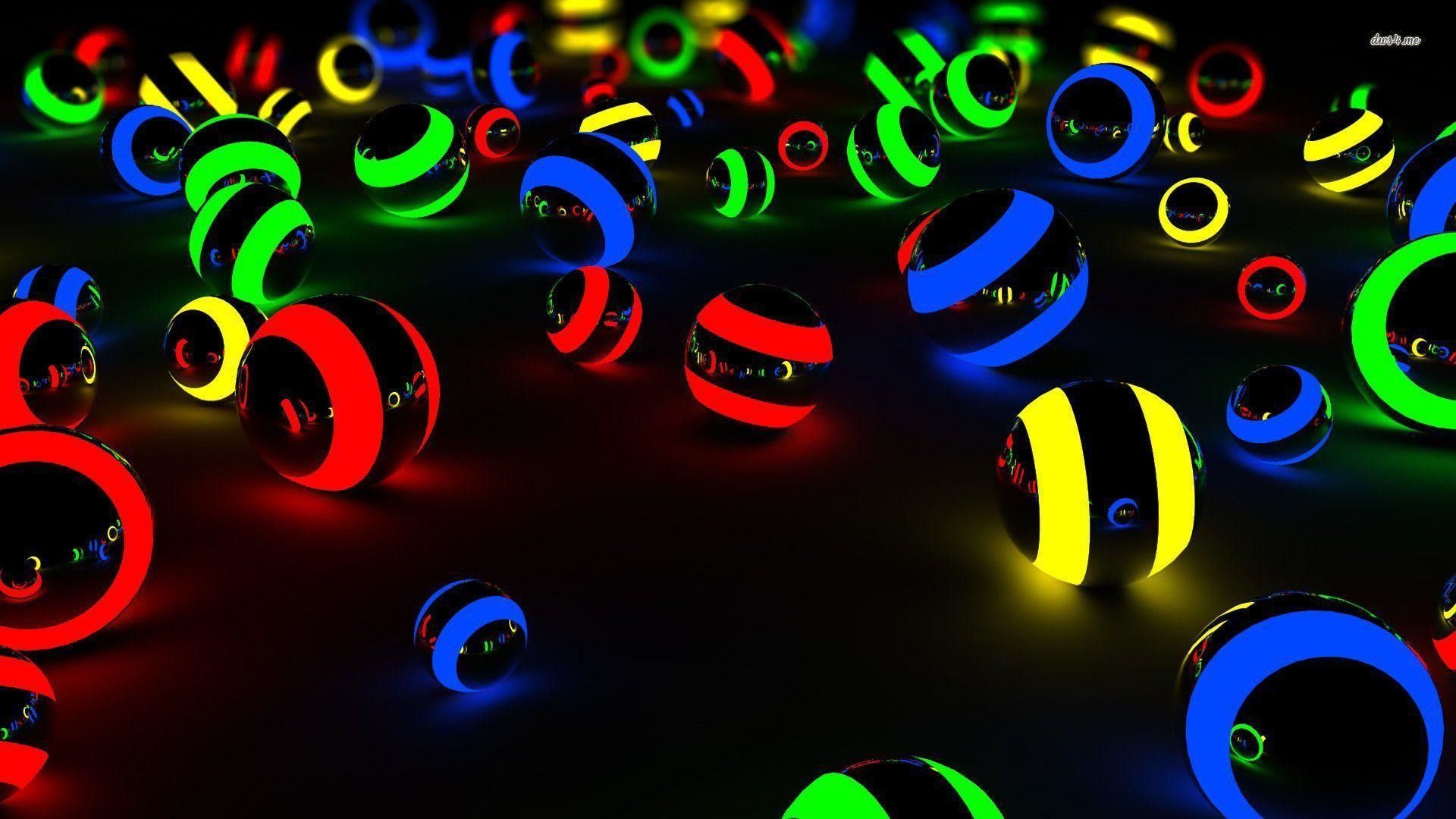 Sfere neon colorate 3D, 1920x1080 Full HD, PC