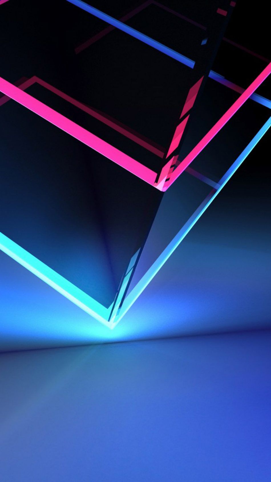 Cubo 3D neon rosa blu, 950x1689 Verticale, Mobile