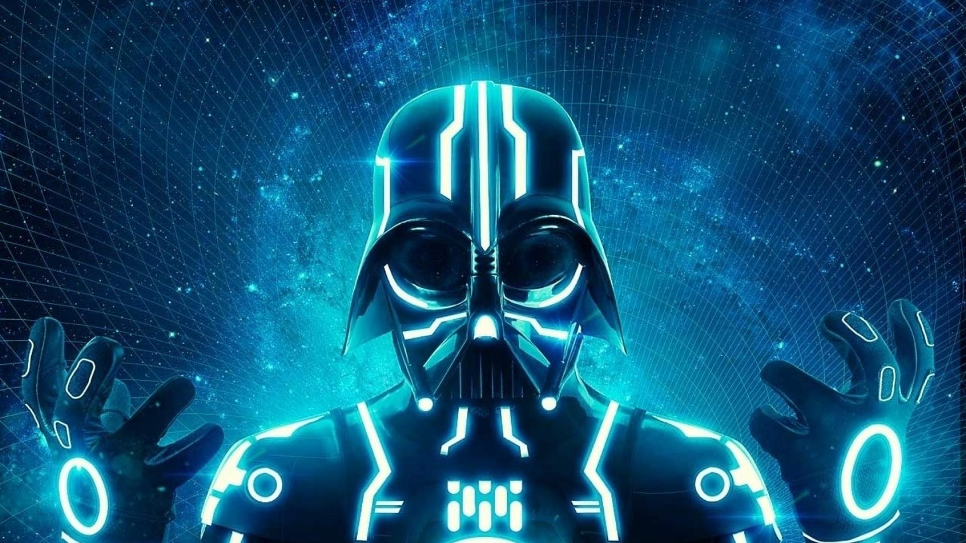 Darth Vader neon blu, 1920x1080 1080p, Laptop