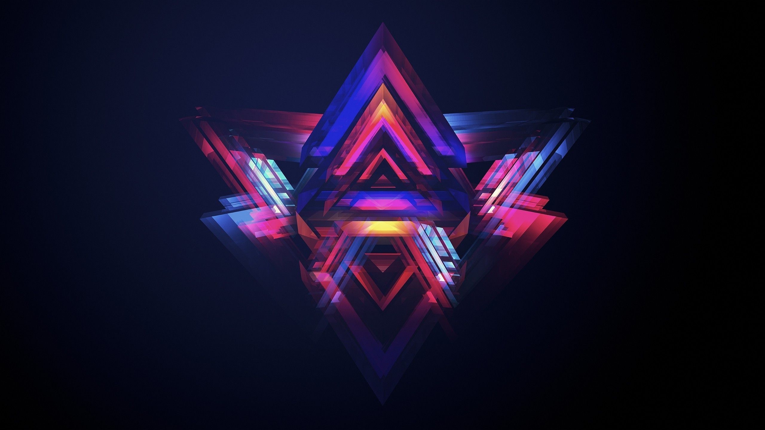 Triangoli neon geometrici astratti, 2560x1440 2K QHD, Monitor Gaming