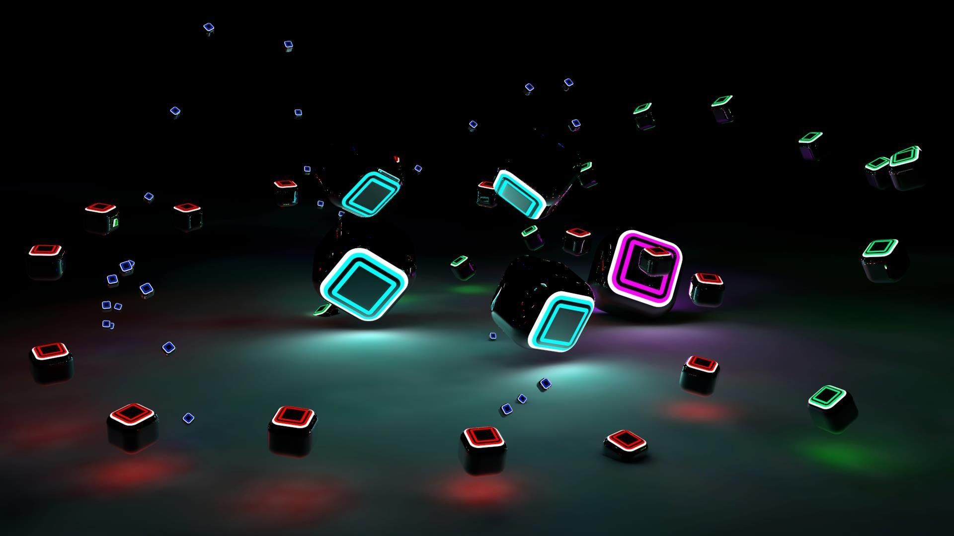 Cubi neon fluttuanti astratti, 1920x1080 Full HD 1080p, Desktop