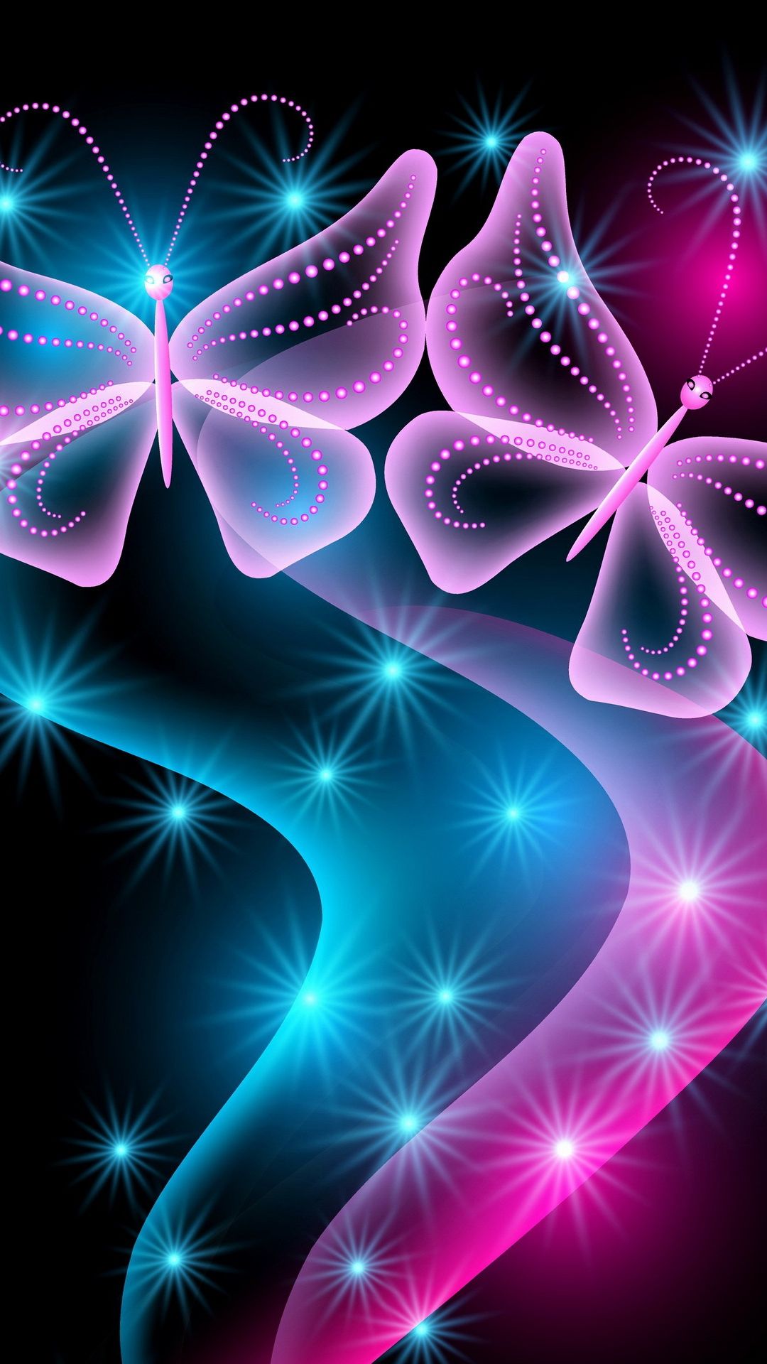 Farfalle neon astratte, 1080x1920 Verticale, Telefono