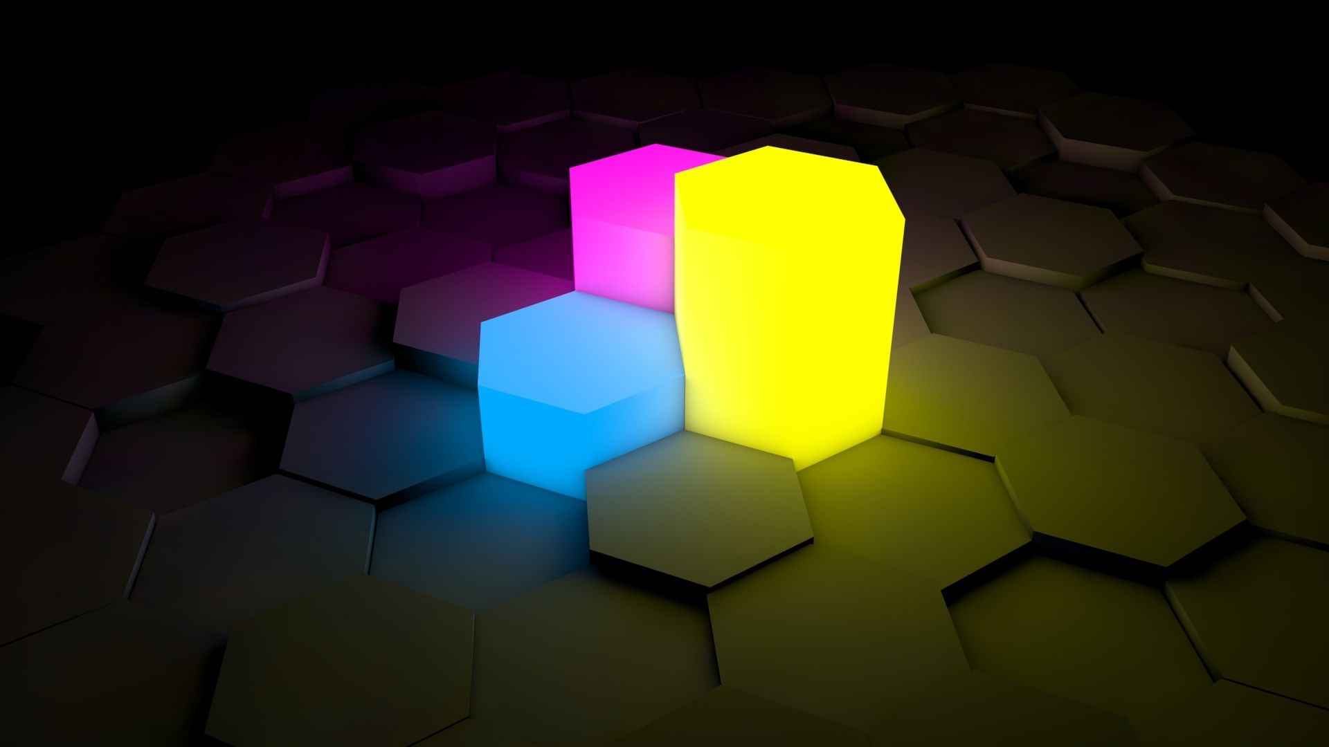 Esagoni neon 3D colorati, 1920x1080 Full HD, Desktop