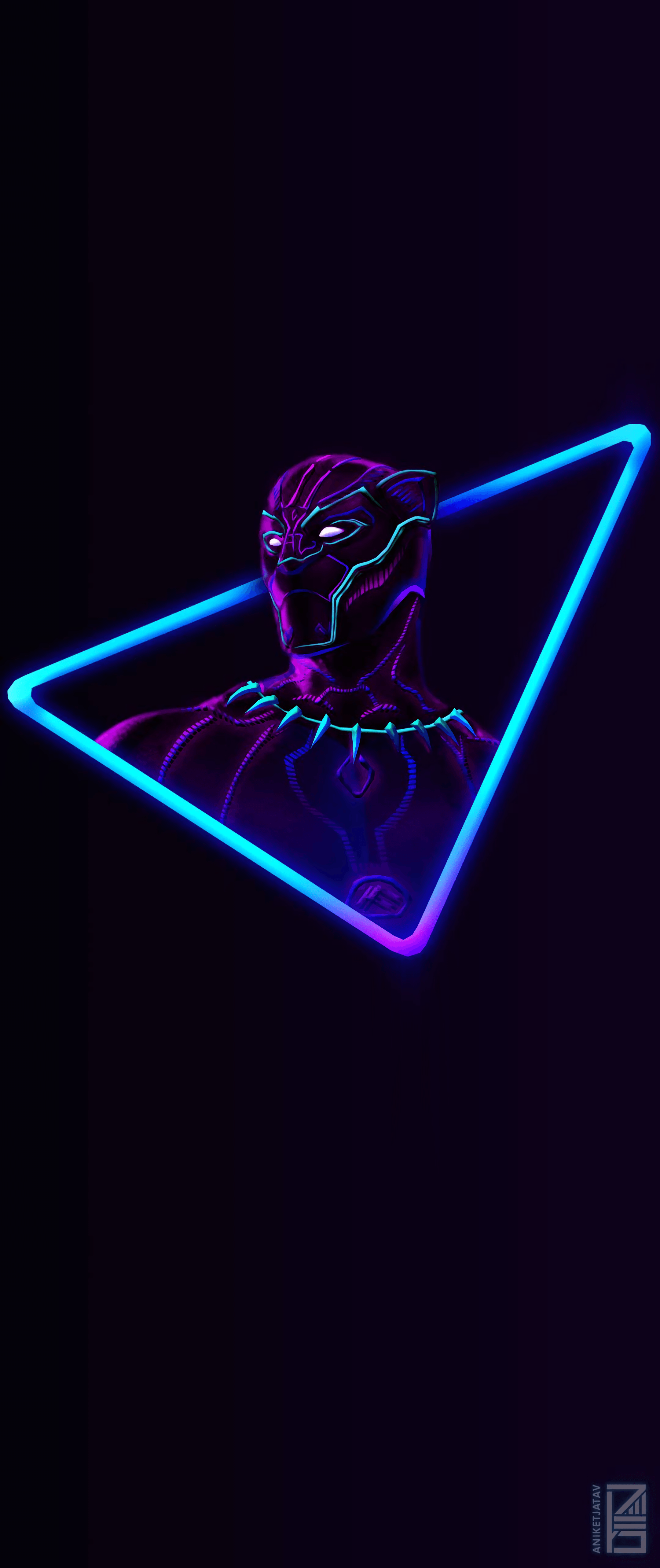 Black Panther neon triangolo, 2160x5130 Full HD Verticale, Realme