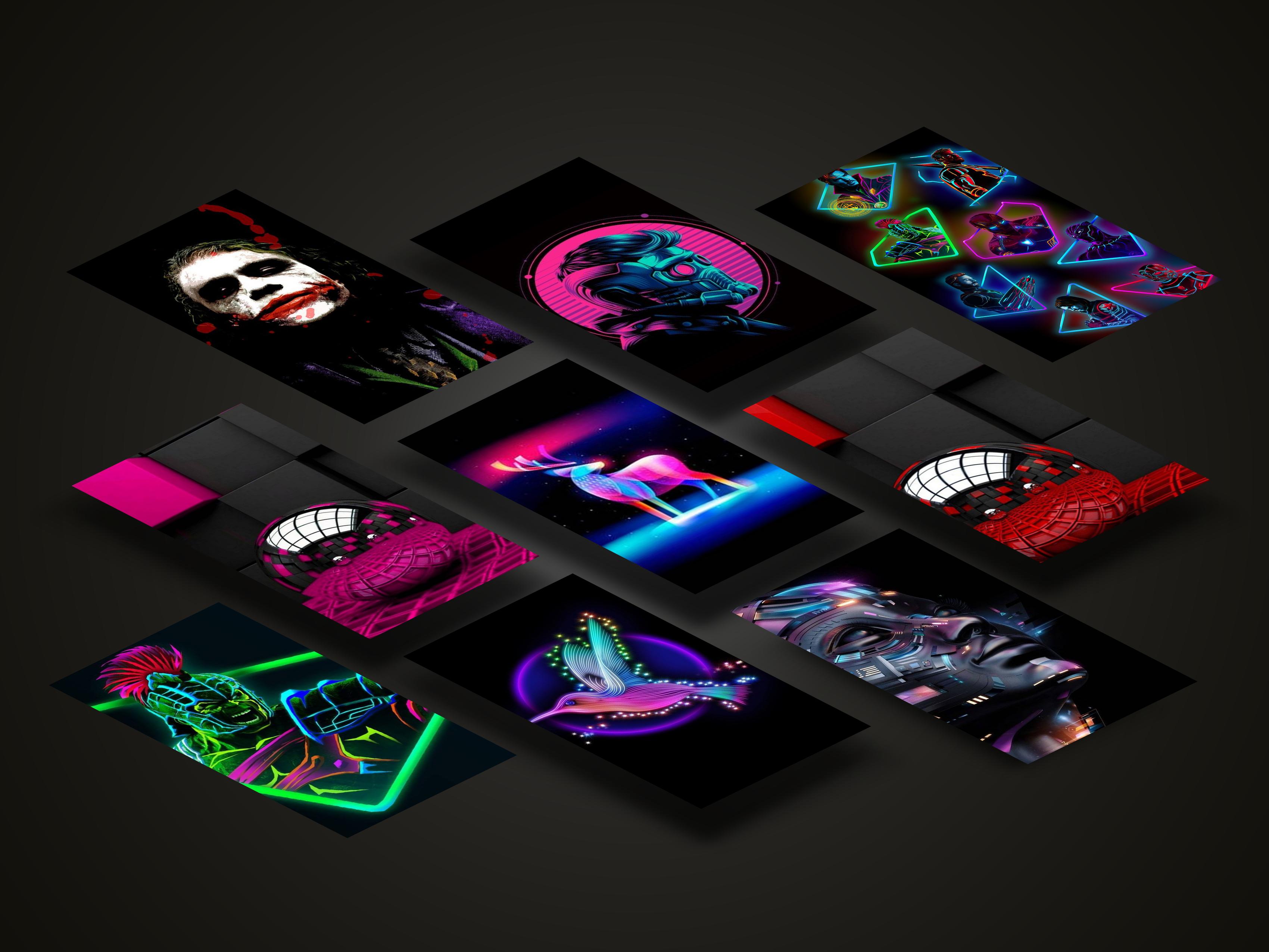 Collage wallpaper neon nero, 3400x2550 2K, Desktop