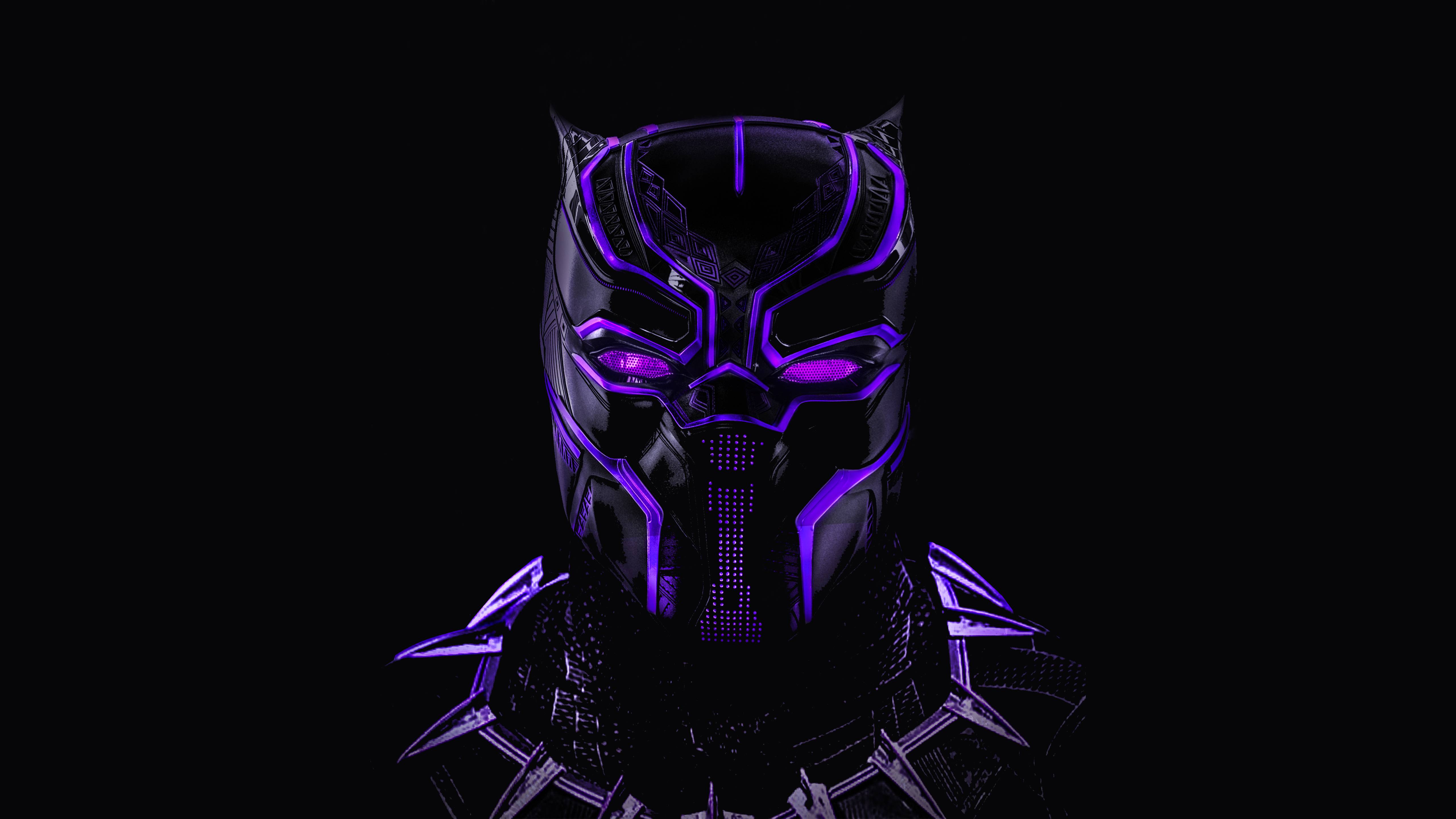 Maschera Black Panther neon viola, 5120x2880 4K Ultra HD, Monitor 4K