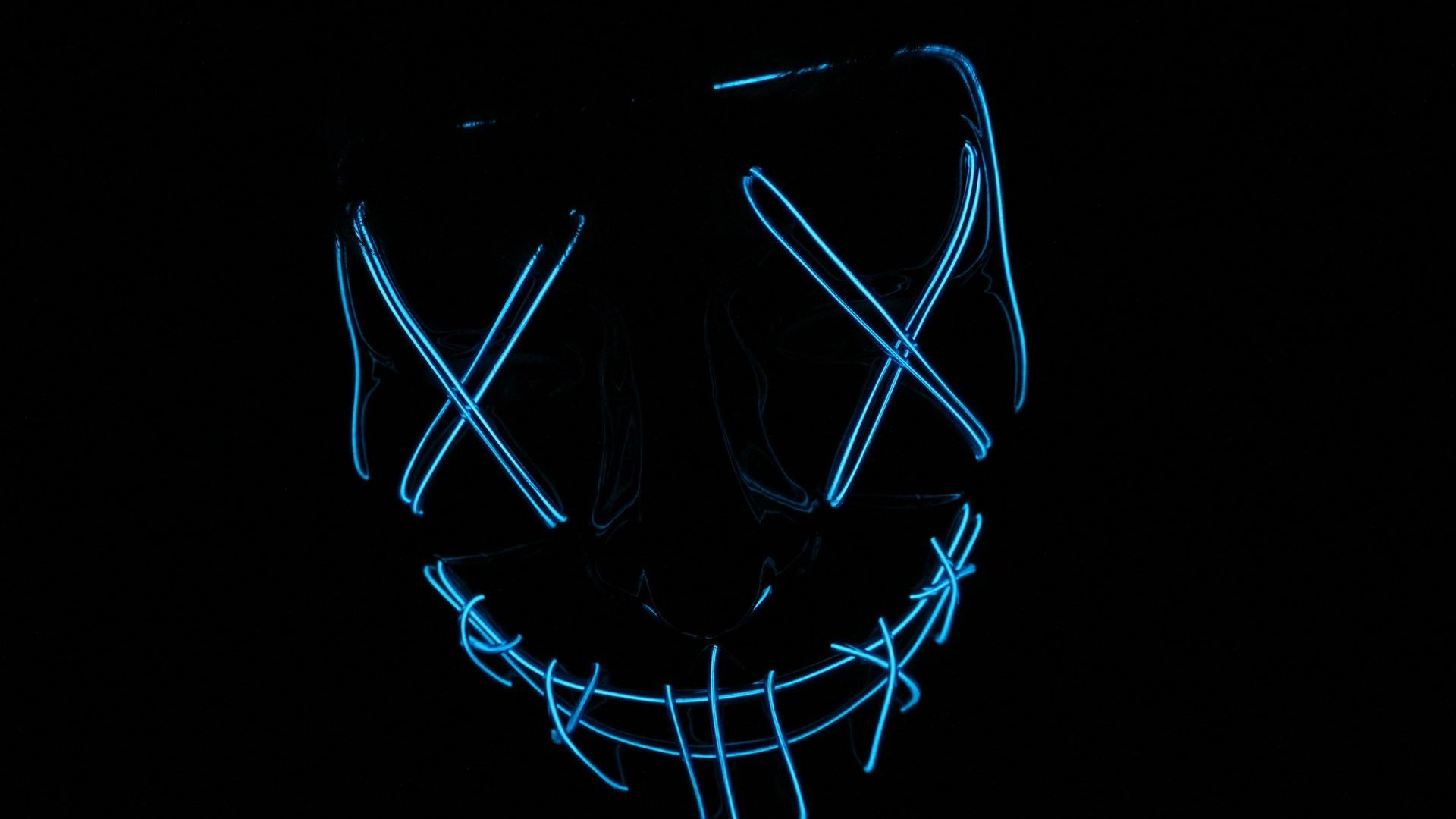 Maschera neon blu Purge, 1920x1080 Full HD, Laptop