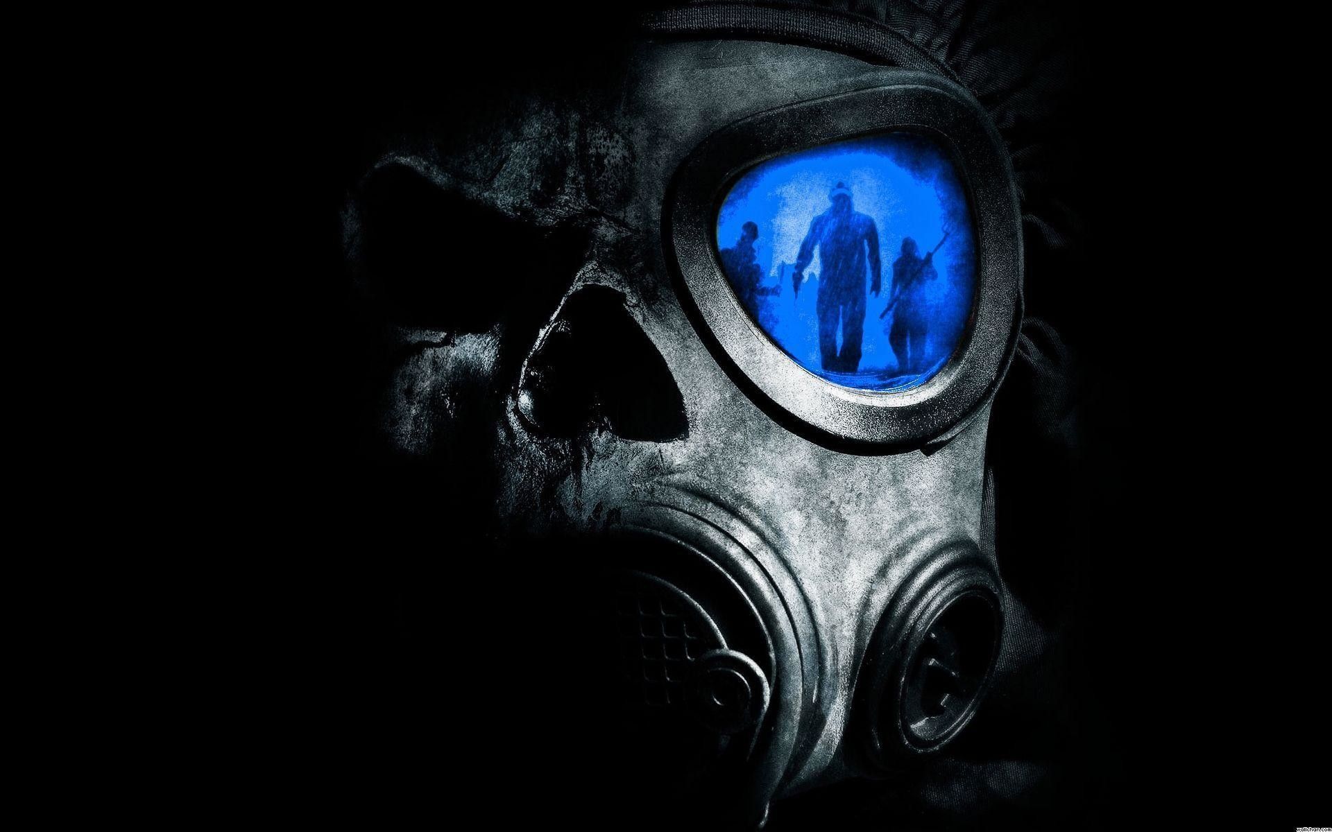 Teschio maschera antigas neon blu, 1920x1200 Full HD+, PC