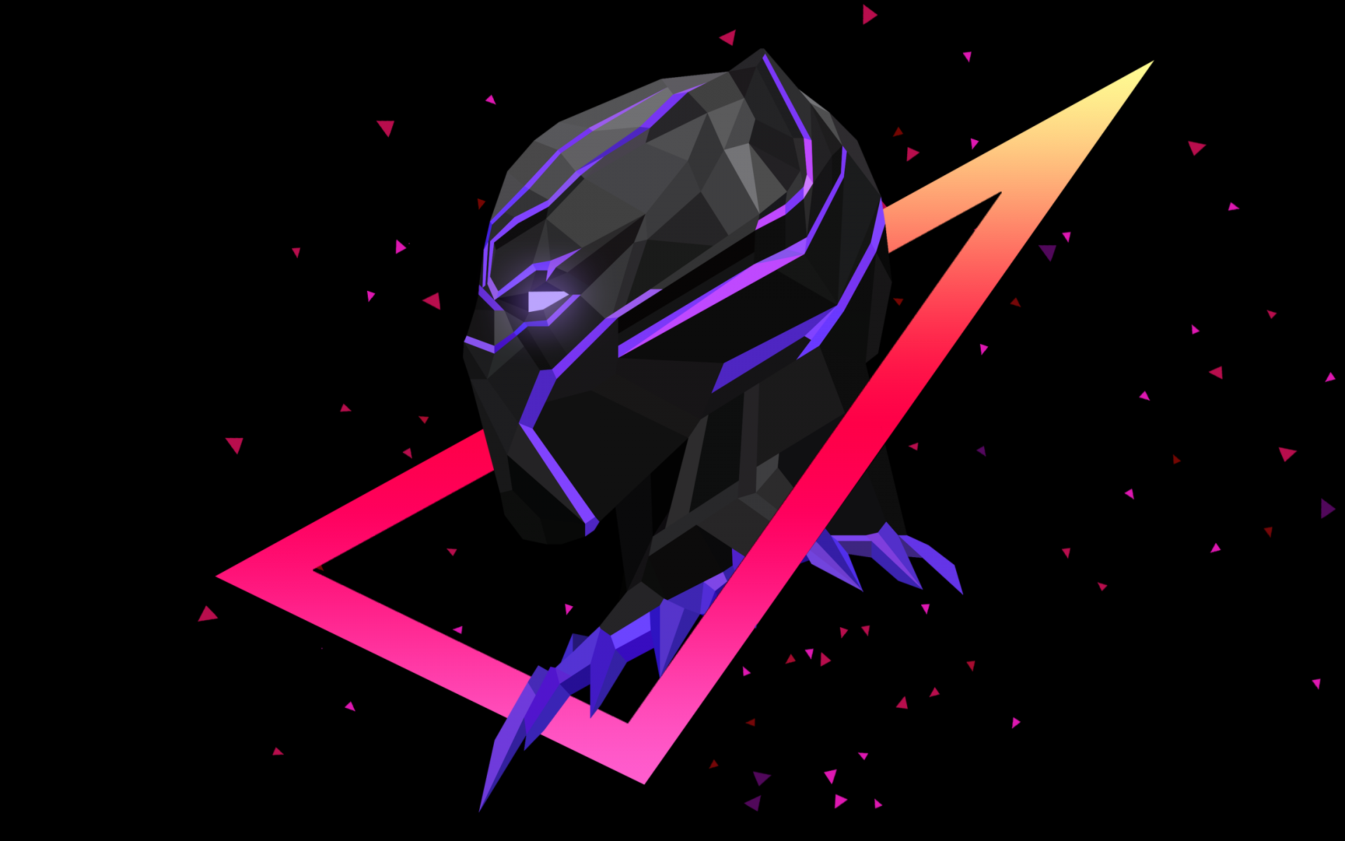 Black Panther low poly neon, 1920x1200 WUXGA, PC Desktop