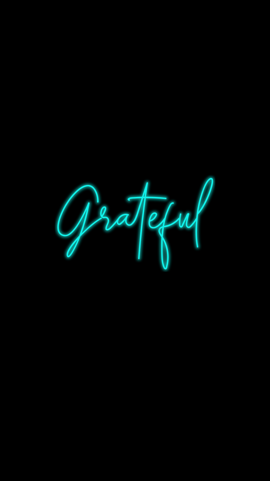Scritta neon Grateful turchese, 900x1600 Full HD Verticale, iPhone