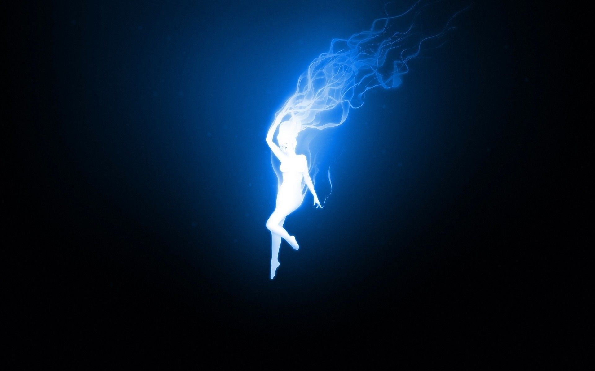 Silhouette donna fumo blu neon, 1920x1200 Full HD+ WUXGA, Desktop