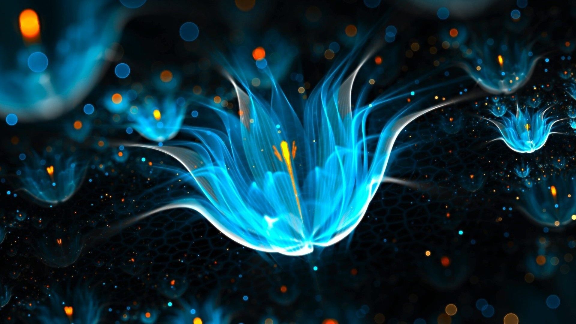Fiore neon blu astratto, 1920x1080 1080p, Desktop