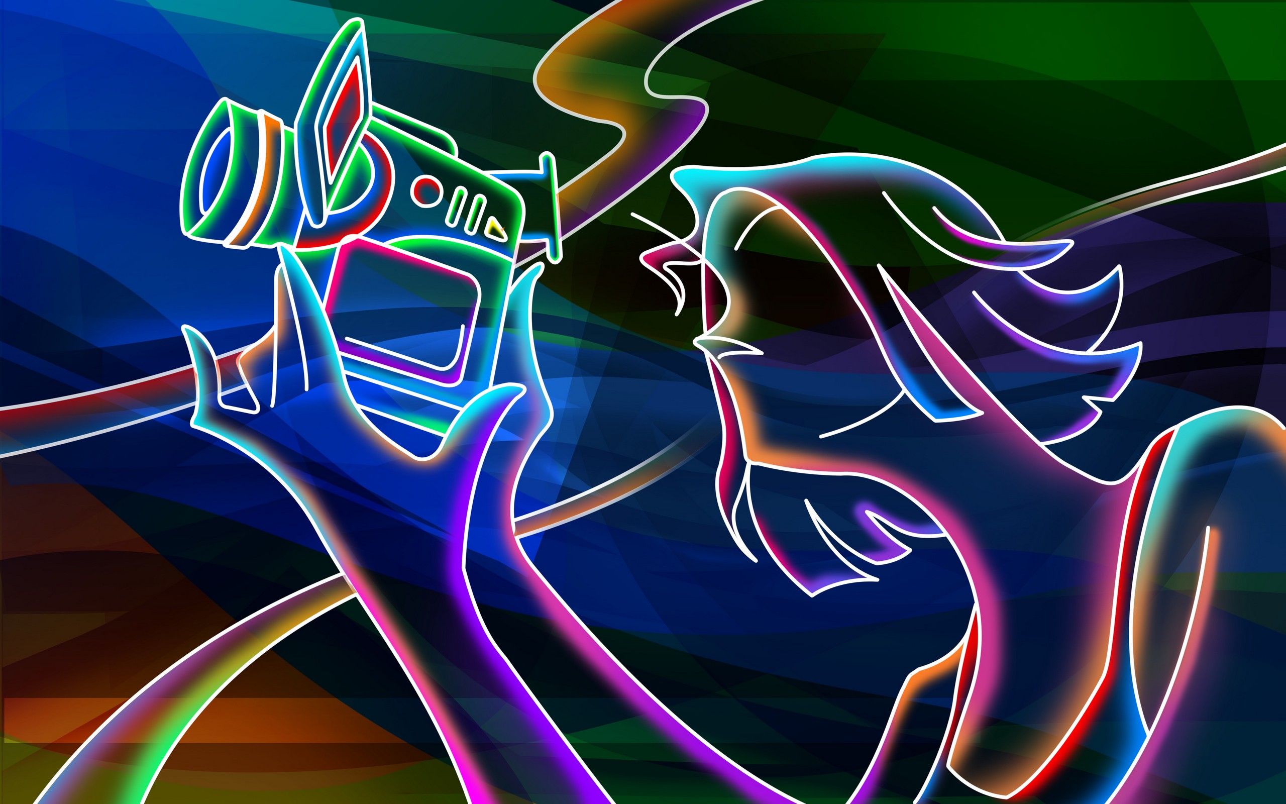 Fotocamera neon astratta colorata, 2560x1600 WQXGA, Laptop