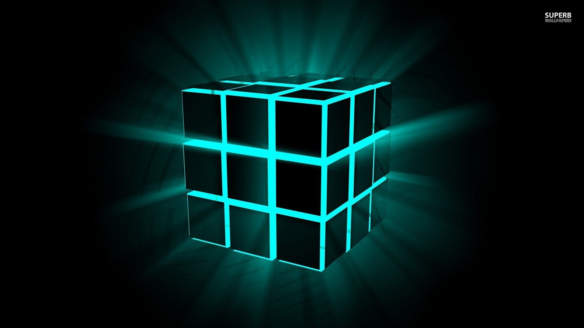 Cubo di Rubik neon ciano, 1920x1080 Full HD, Desktop