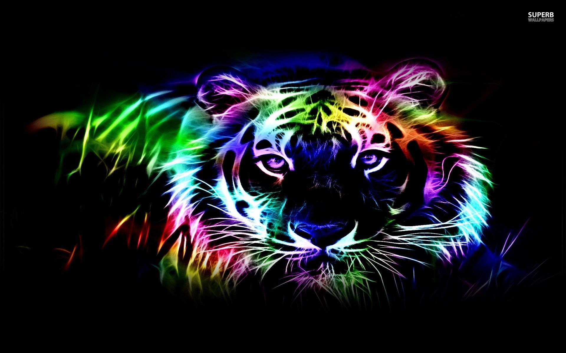 Tigre al neon colorata, 1920x1200 Full HD+, PC