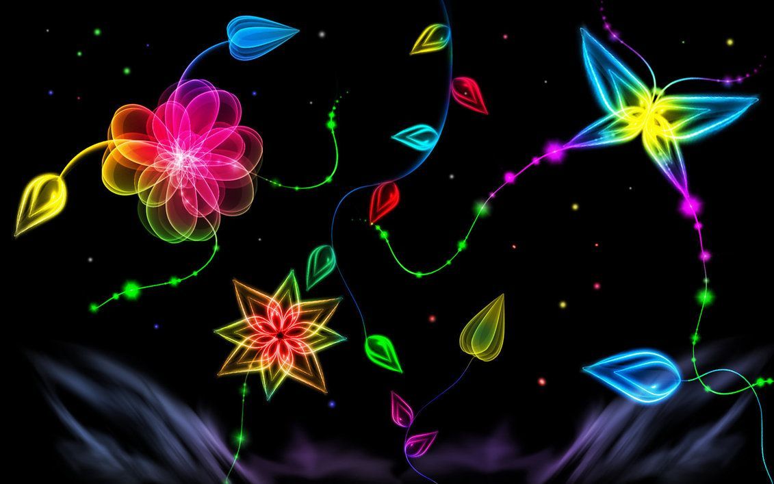 Fiori neon colorati sfondo nero, 1131x707 HD, iMac