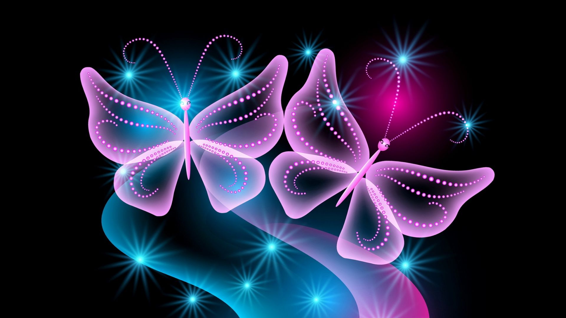 Farfalle neon rosa blu, 1920x1080 Full HD 1080p, PC
