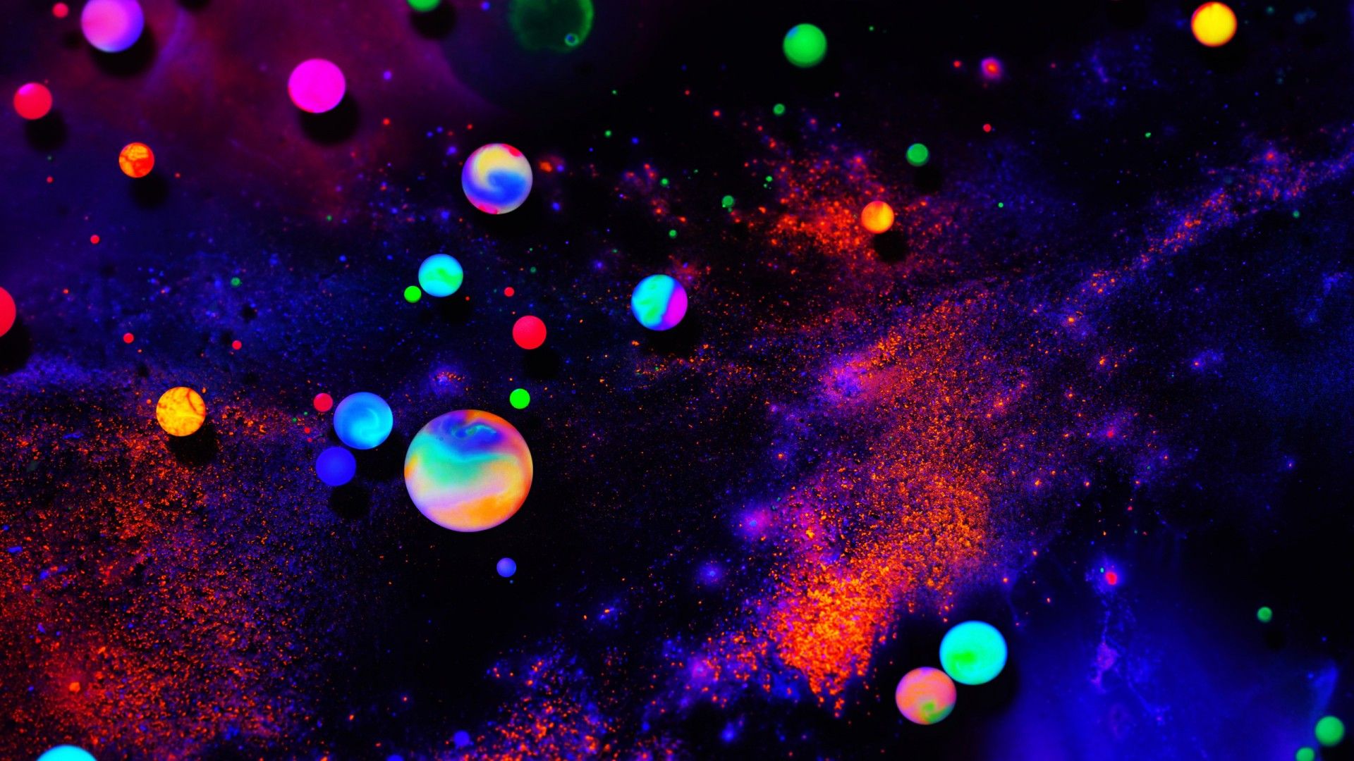 Sfere colorate neon spazio, 1920x1080 Full HD 1080p, Desktop