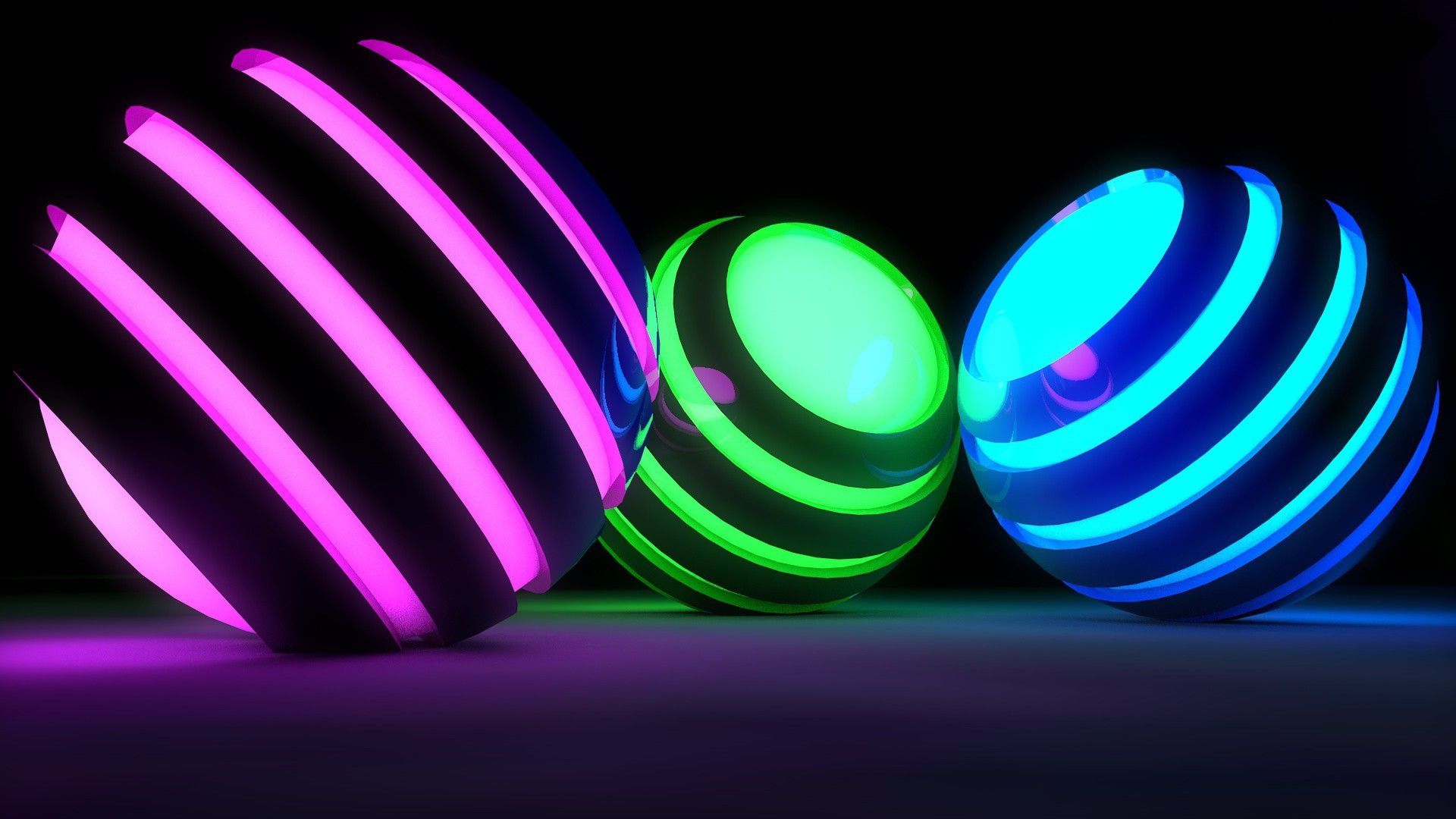 Sfere neon rosa verde blu, 1920x1080 Full HD 1080p, PC