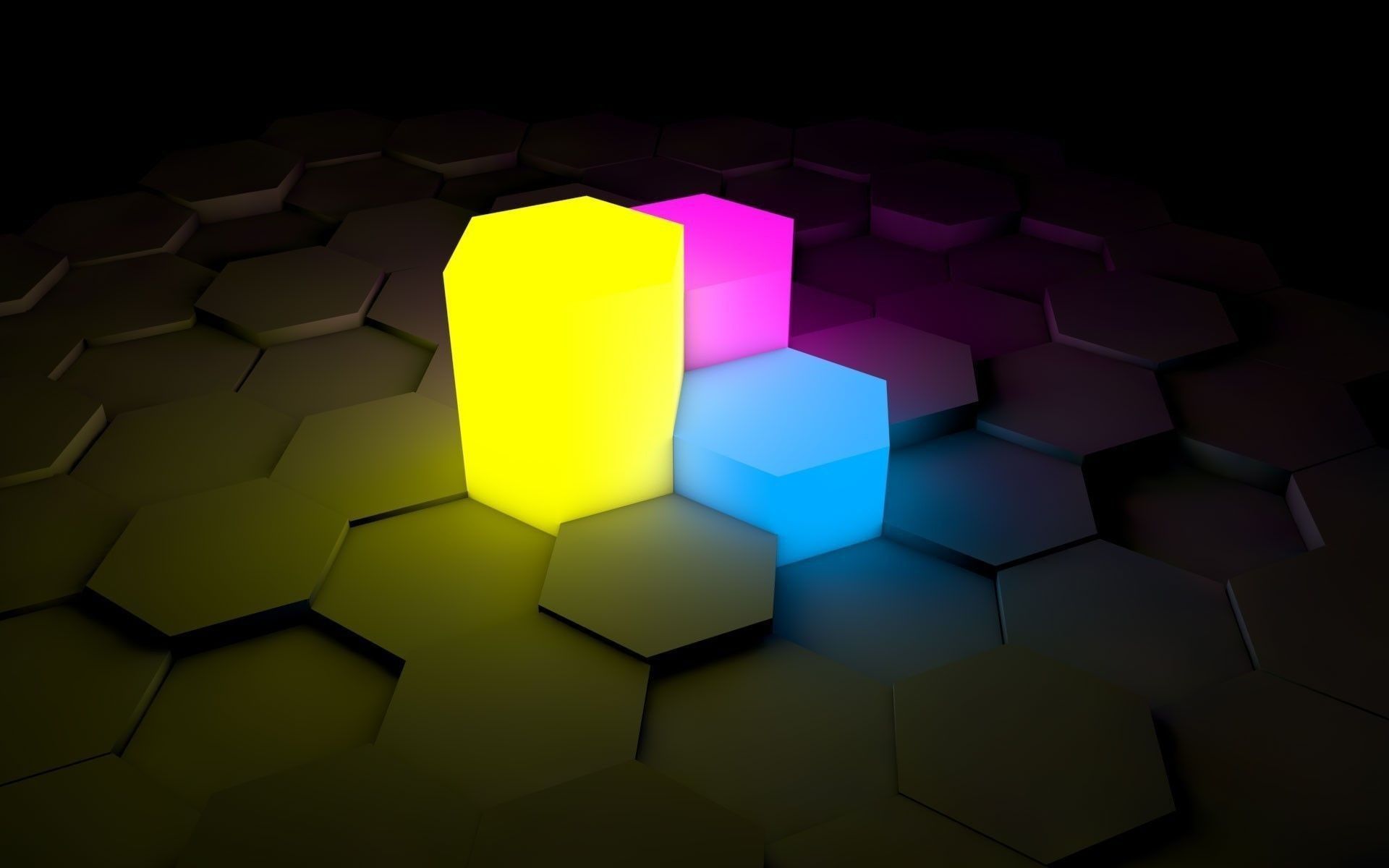 Esagoni luminosi neon 3D, 1920x1200 Full HD+, PC
