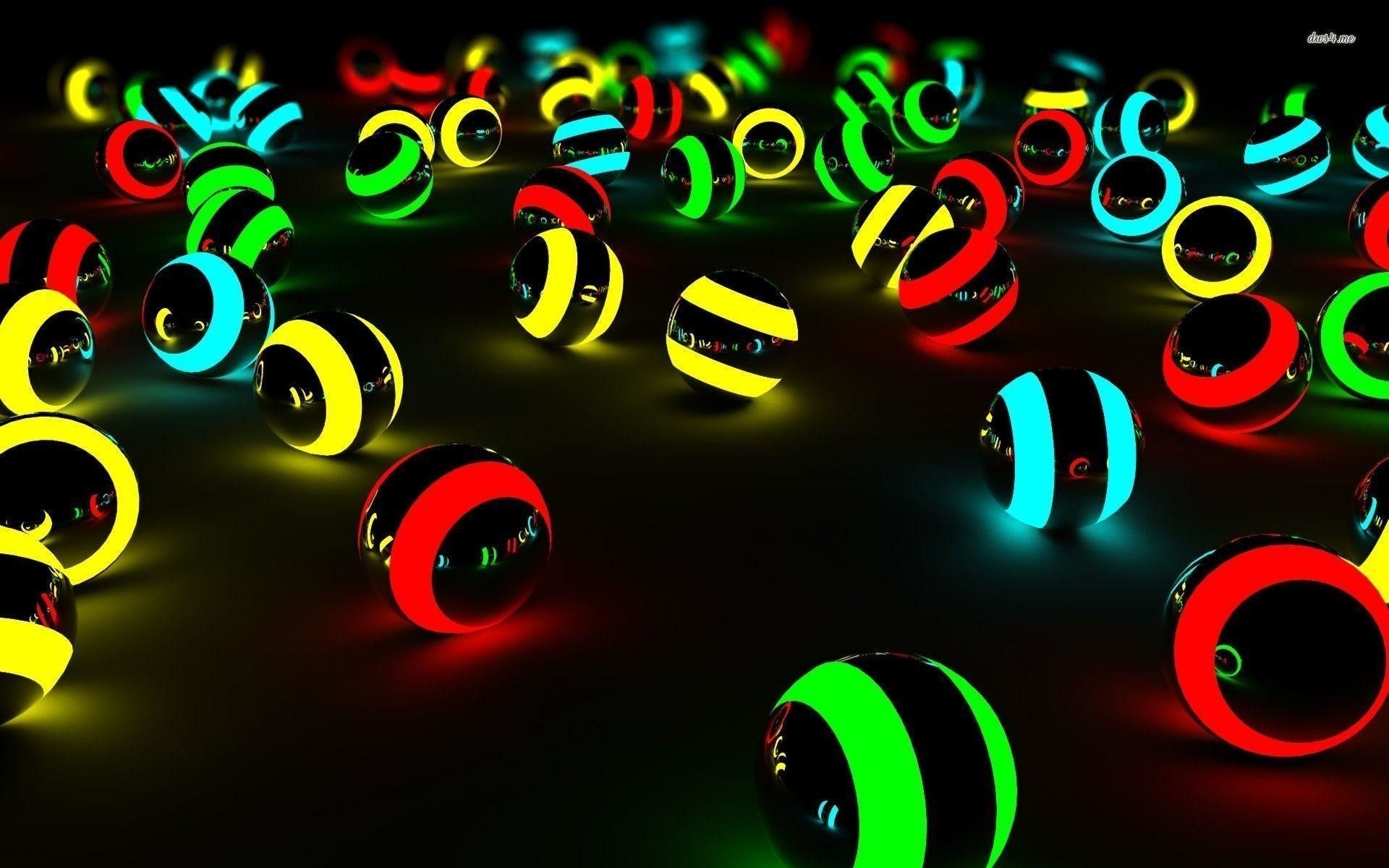 Sfere neon colorate 3D, 1920x1200 WUXGA, Desktop