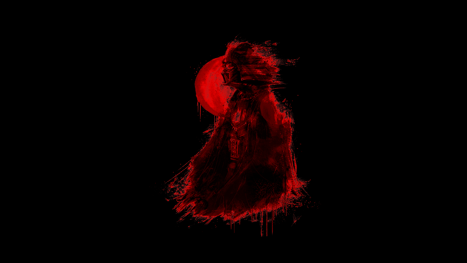 Silhouette rossa astratta sfondo nero, 1600x900 HD, iMac