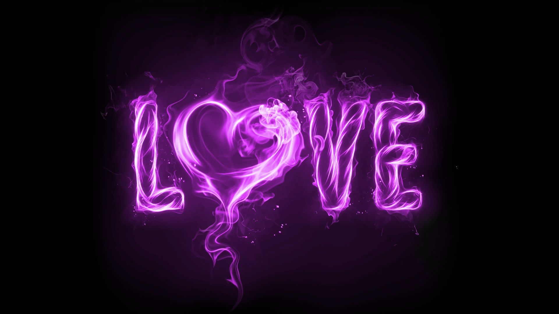 Scritta Love fuoco viola, 1920x1080 Full HD, Monitor Gaming