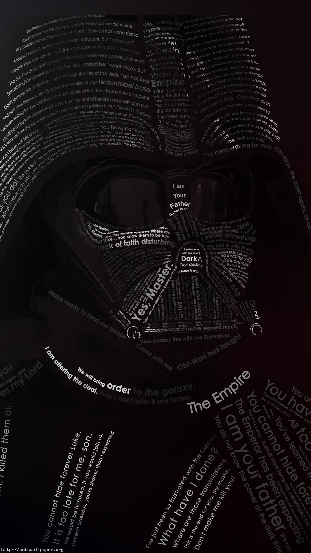 Darth Vader tipografia nera, 1080x1920 Full HD Verticale, Samsung Galaxy