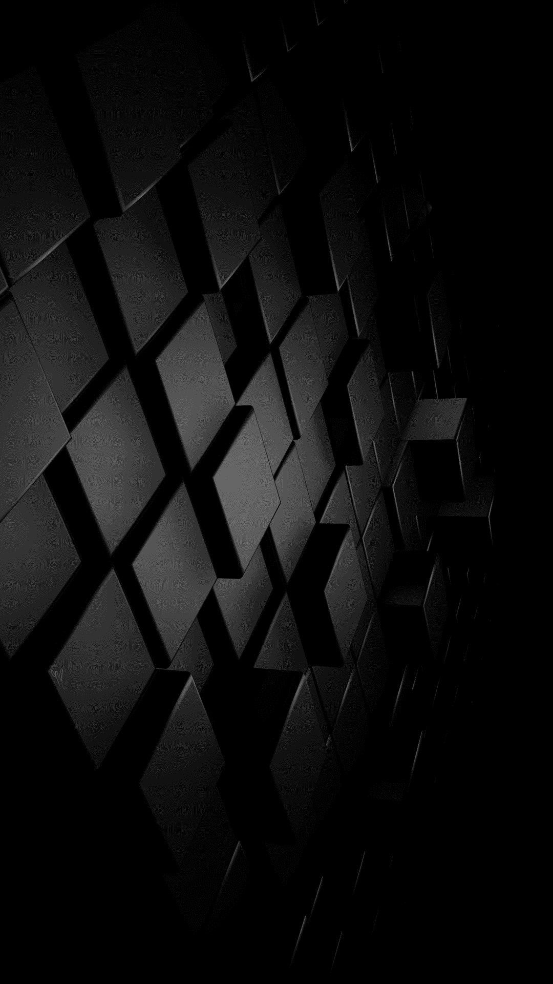 Cubi geometrici neri 3D, 1080x1920 Full HD Verticale, iPhone Pro